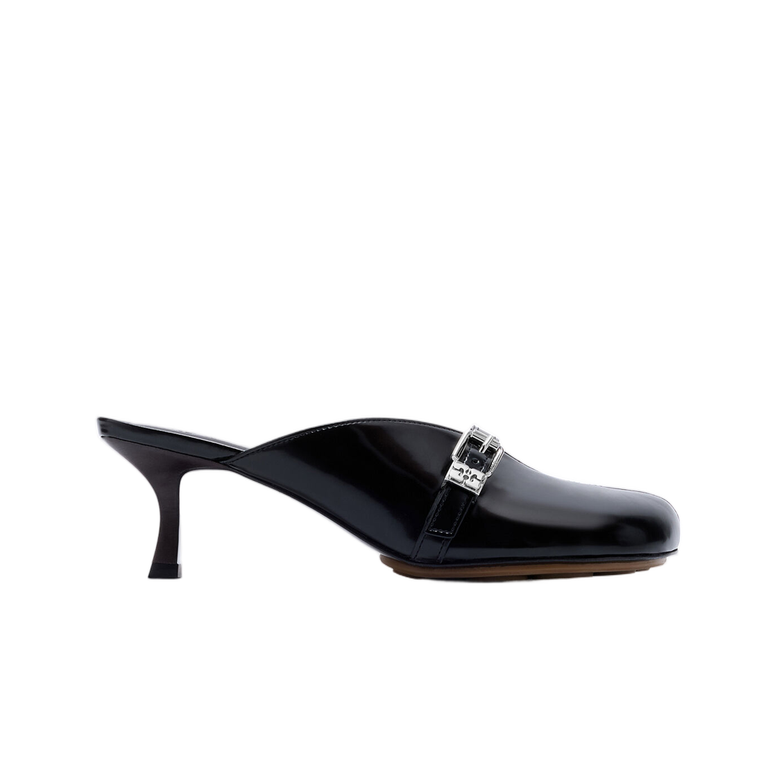 (W) 가니 수 힐 뮬 블랙 올레텍스 블랙((W) Ganni Sue Heeled Mules in Black Oleatex Black) - 1