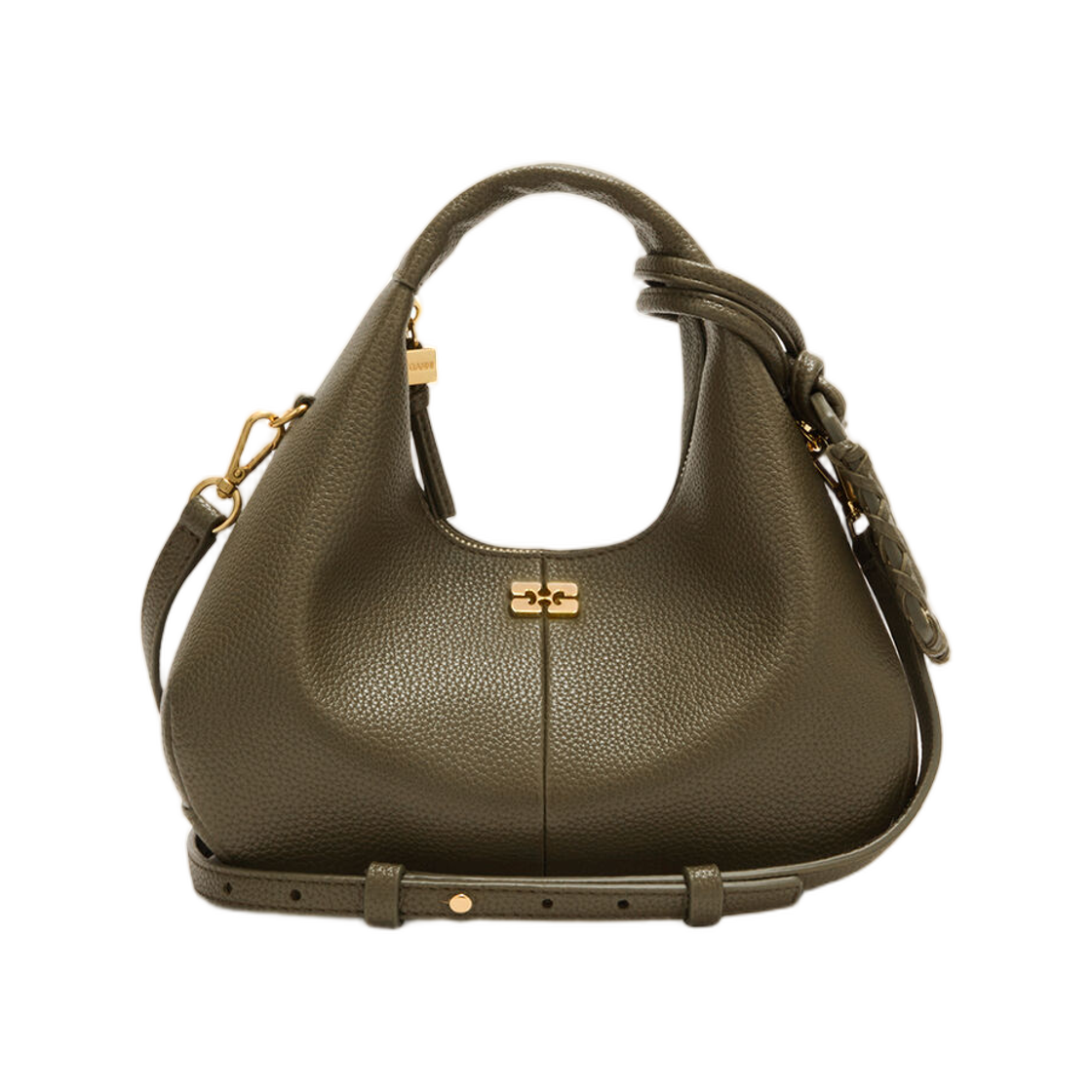 가니 미니 호보백 그린 밀리터리 올리브(Ganni Mini Hobo Bag in Green Military Olive)