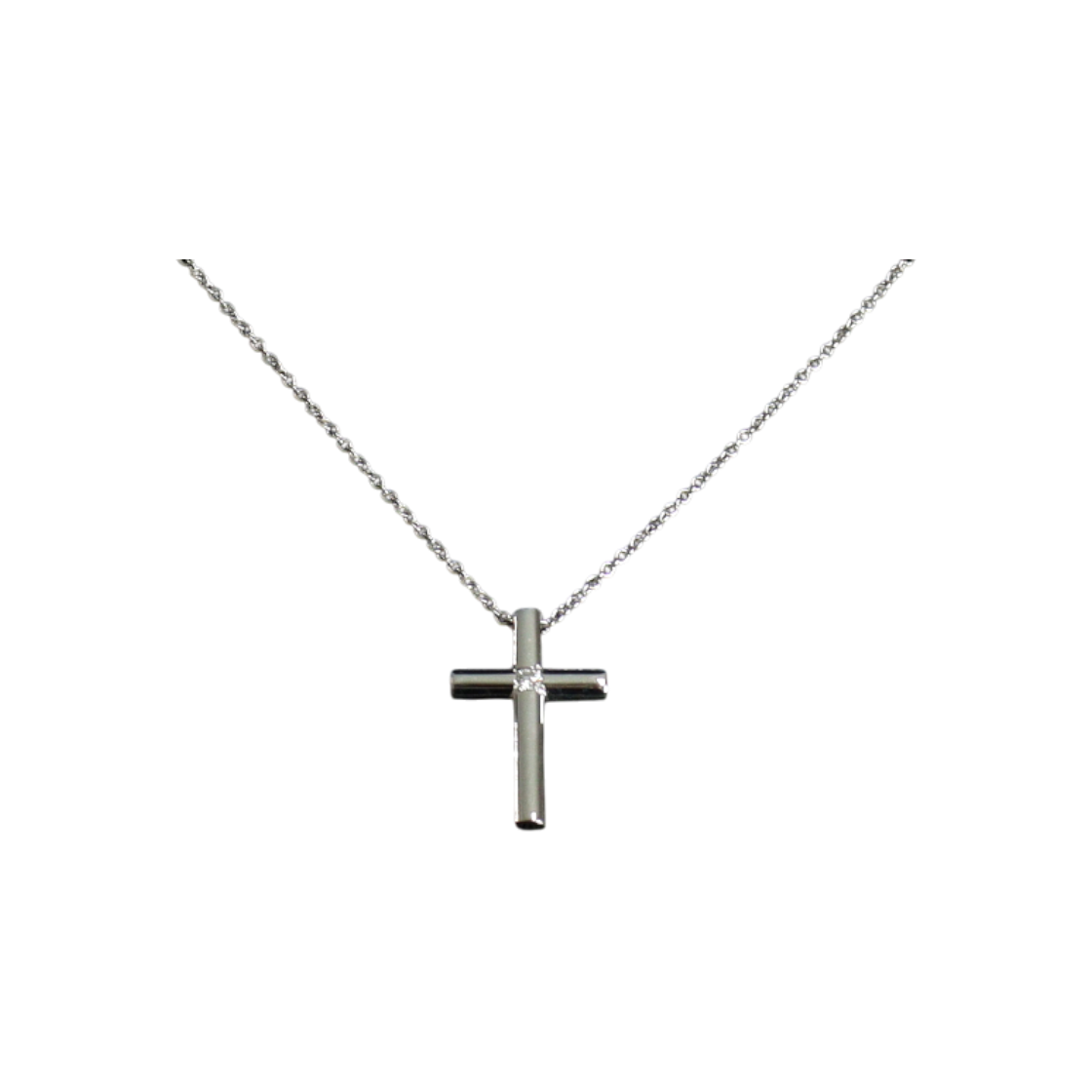 ITBWSLQEIW6Q Tiffany & Co. 18K White Gold 0.02CT Diamond Cross Pendant Necklace
