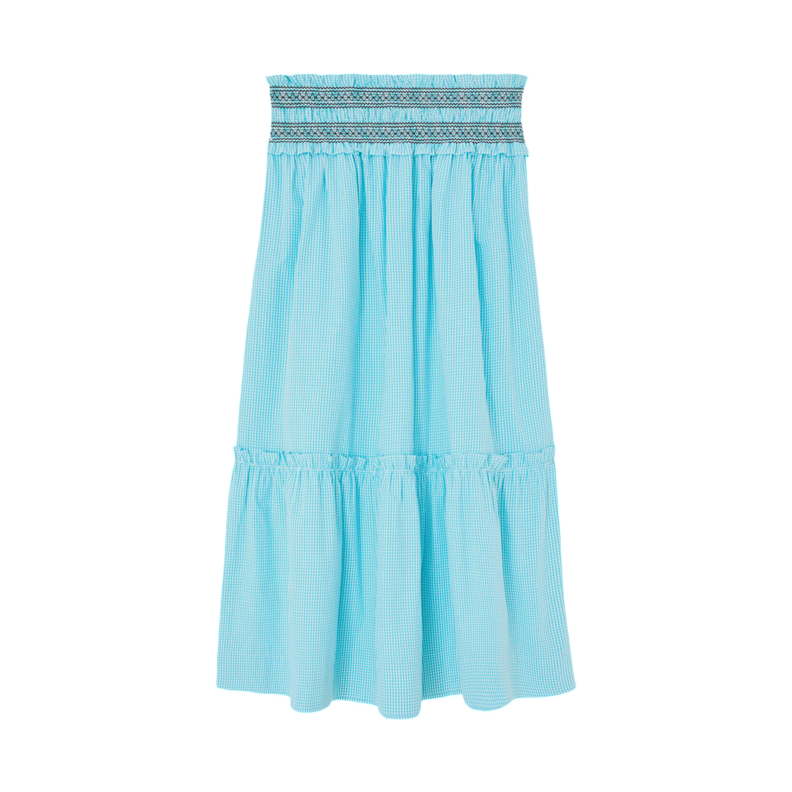 (W) 가니 컨버터블 스커트 블루 체크 블루 큐라소((W) Ganni Convertible Skirt in Blue Check Blue Curacao) - 1