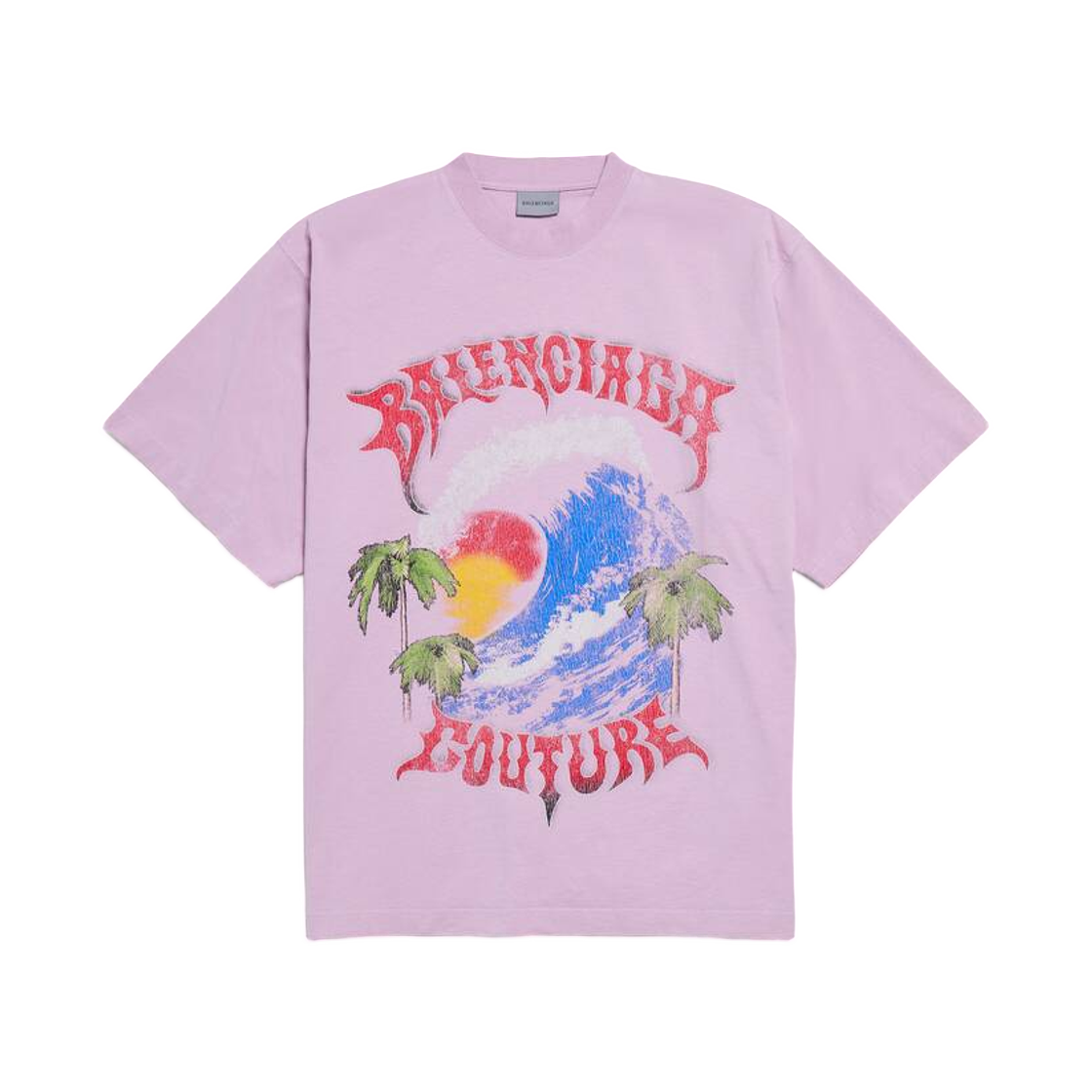 871733TUVP25701 (W) Balenciaga Vintage Surfer Oversized T-Shirt Old Pink