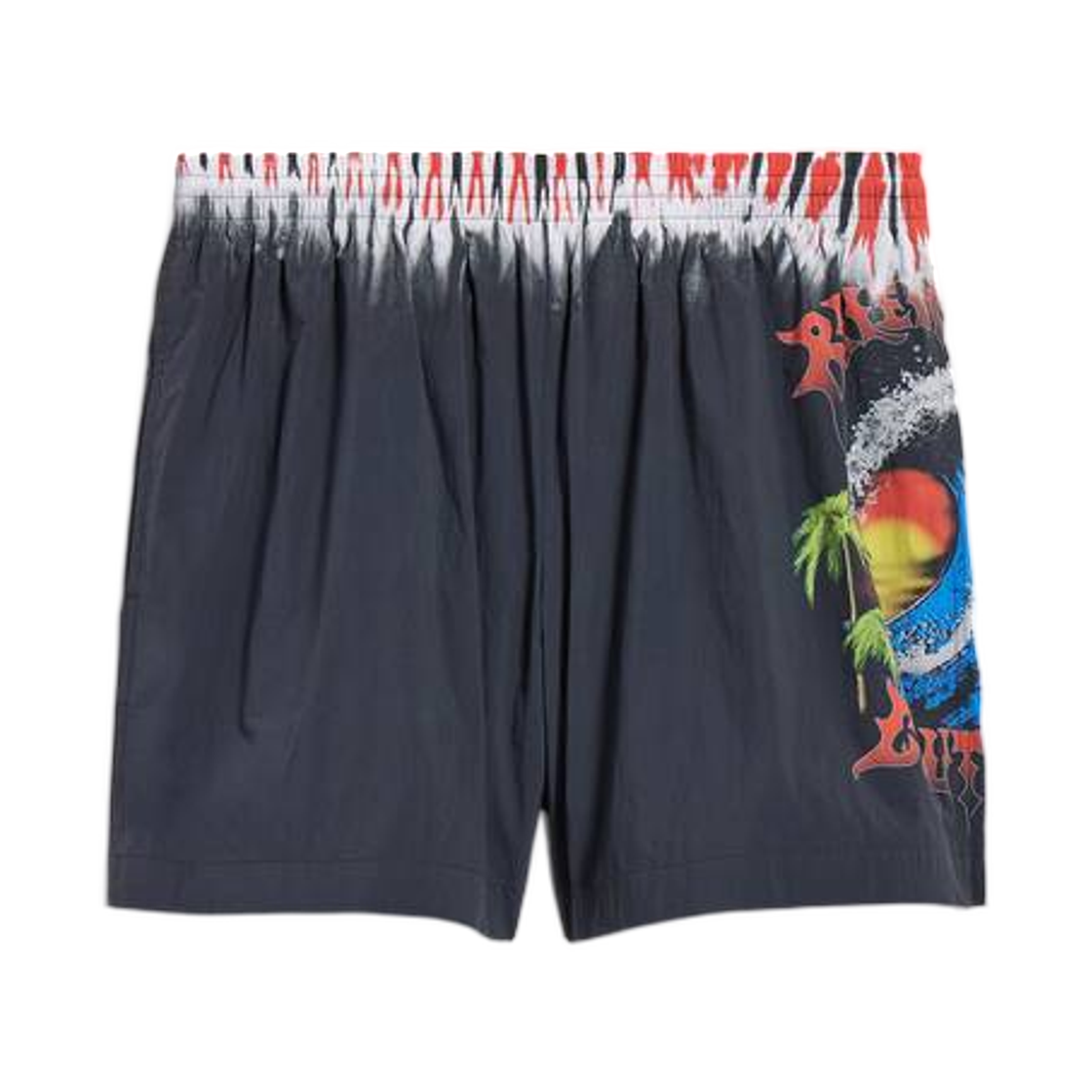 A001NP4G6B31000 Balenciaga Extreme Tie Dye Swim Shorts Black