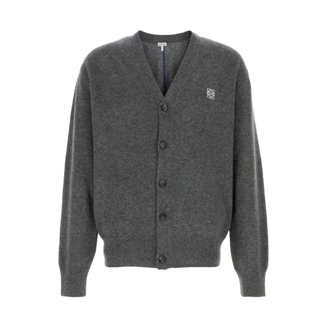 로에베 로고 자수 울 브이넥 가디건 그레이(Loewe Logo Embroidered Wool V-Neck Cardigan Grey)