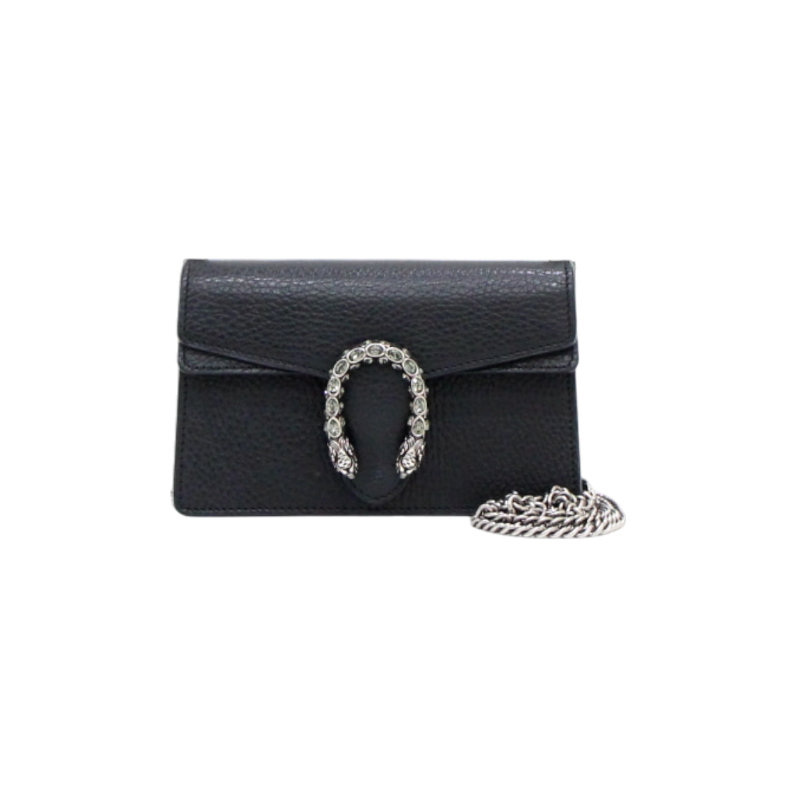 ITWMTEHV54AP Gucci Dionysus GG Black Leather Super Mini Chain Crossbody Bag
