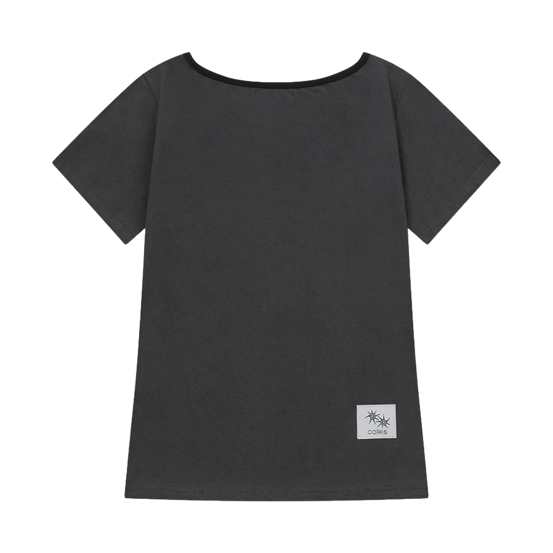 코이리스 솔루나 원 숄더 배색 반팔 티 차콜-블랙(Coiris Soluna One Shoulder Half T Charcoal-Black) - 2