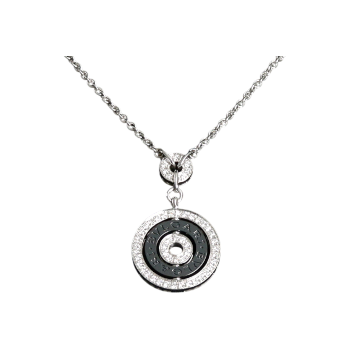 ITCQTFH3B3ND Bulgari Astrale Necklace in 18K White Gold & Black Ceramic Diamonds
