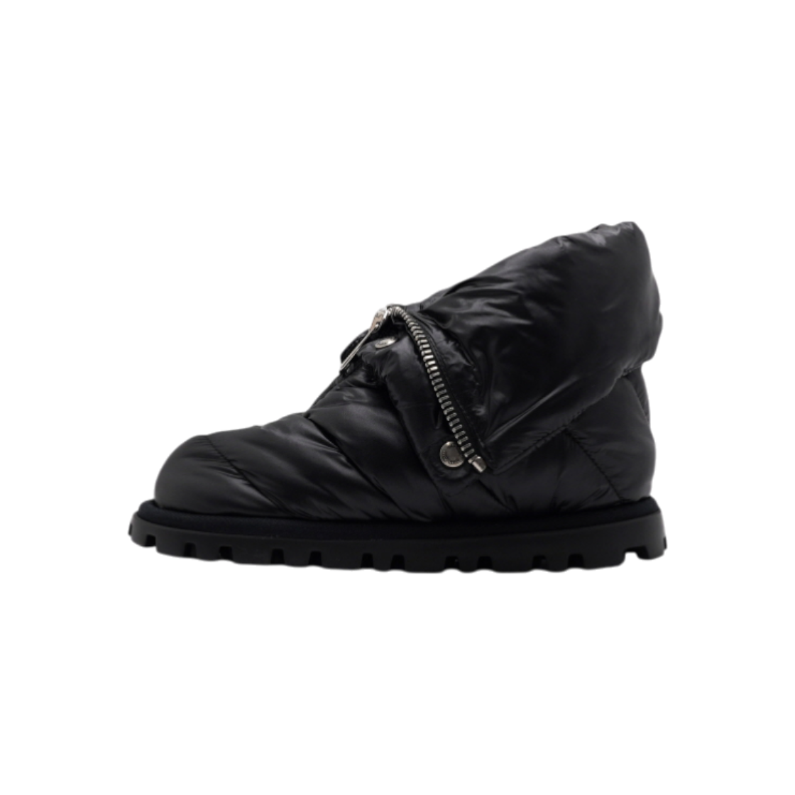 ITAUNU8PO8AD Miu Miu Black Nylon Padded Front Zip Ankle Boots