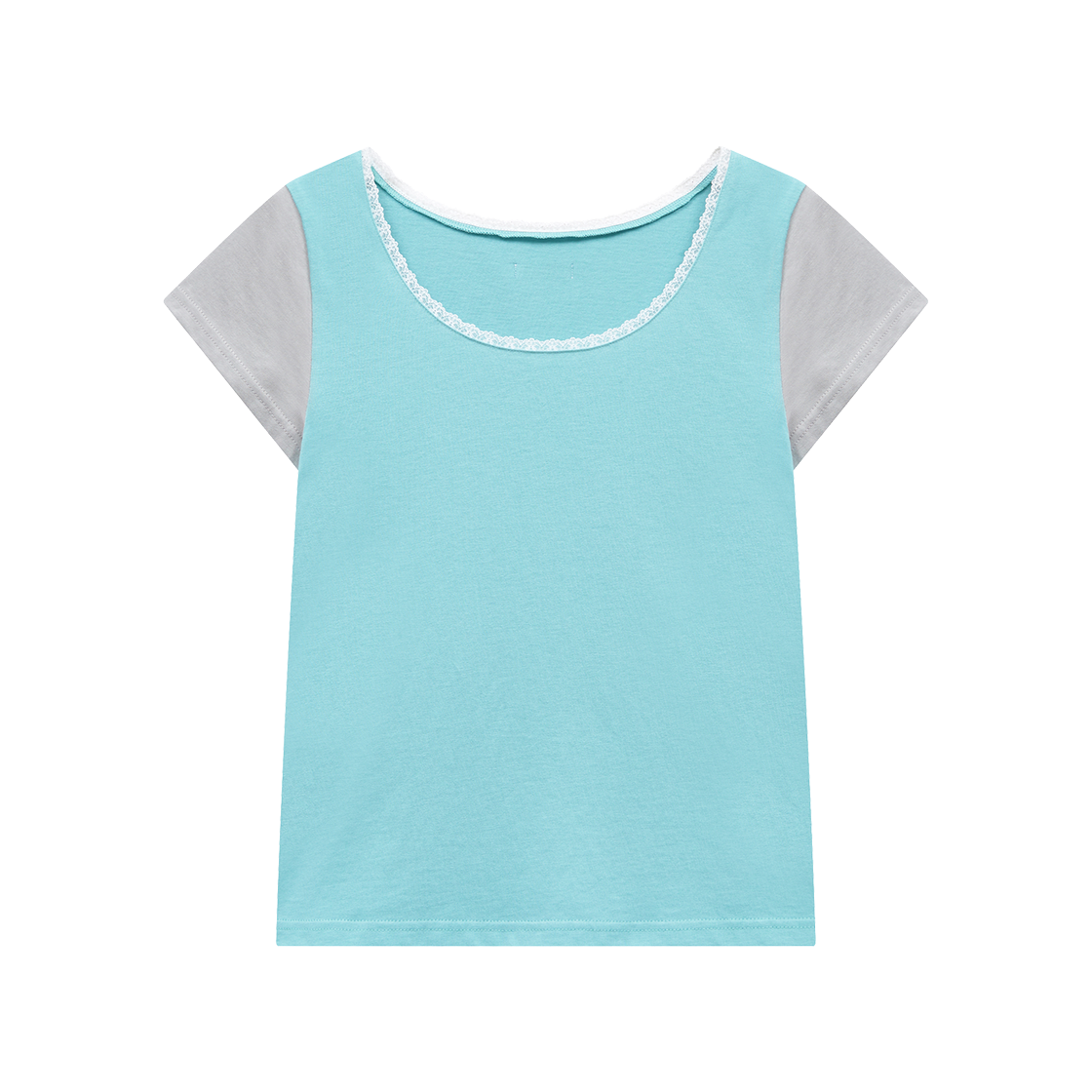 마가린핑거스 레이스 컬러 포인트 티셔츠 블루(Margarin Fingers Lace Color Point T Shirt Blue)