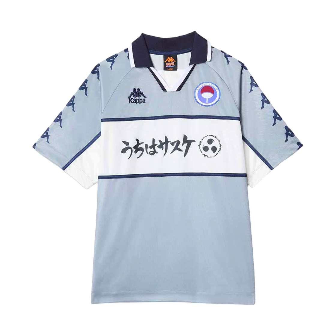 카파 x 나루토 질풍전 사스케 러닝 저지 그레이 얼티밋 화이트 블루 캐번(Kappa x Naruto Shippuden Sasuke Running Jersey Grey Ultimate White Blue Cavern)