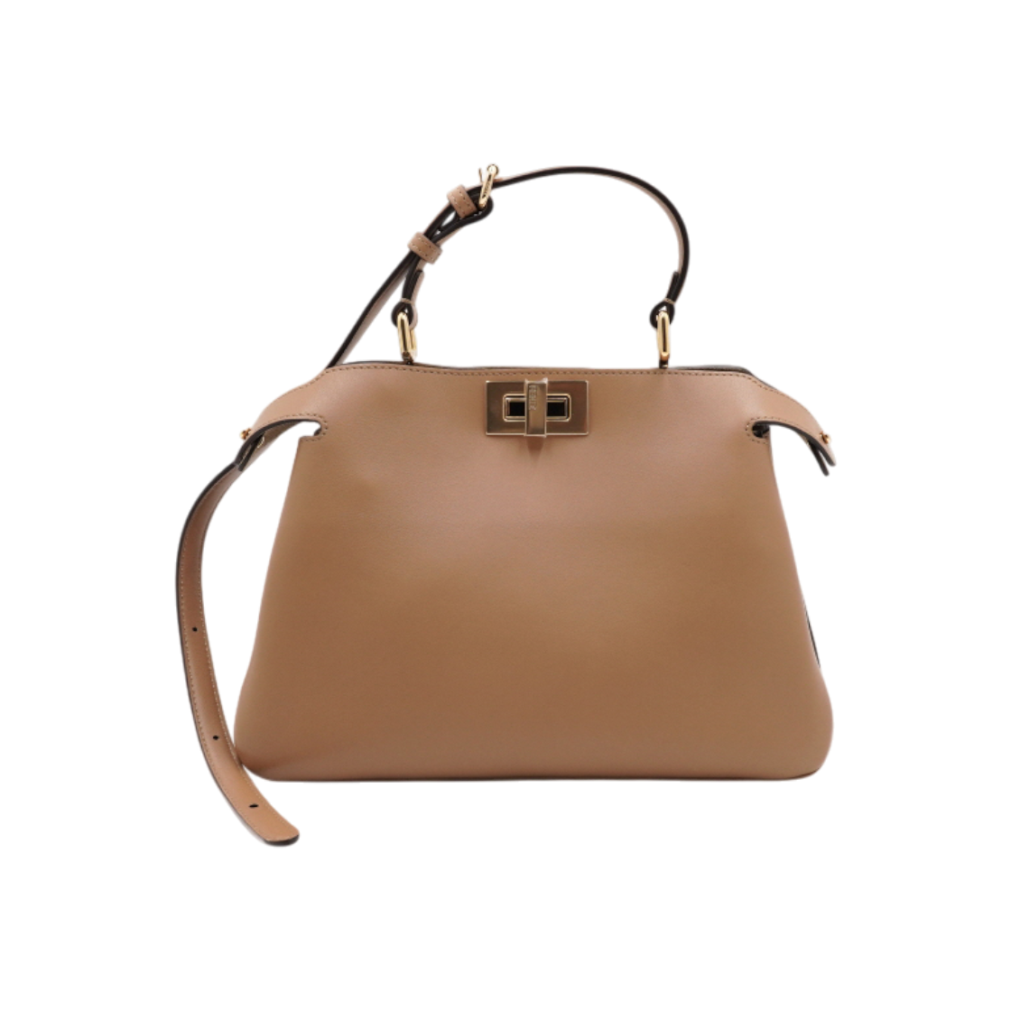 IT2JOHG9CM55 Fendi Peekaboo I See You Small Camel Vitello Leather Tote & Shoulder Bag