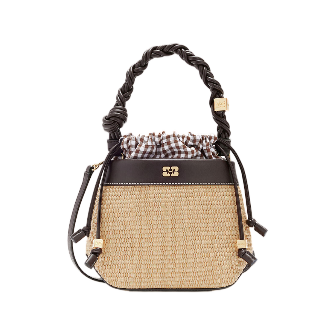 C2080022-901 Ganni Bou Bucket Bag in Straw Seal Brown