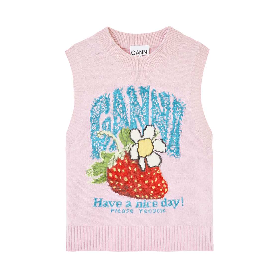 A1180011-868 (W) Ganni Vest with Strawberry Chalk Pink
