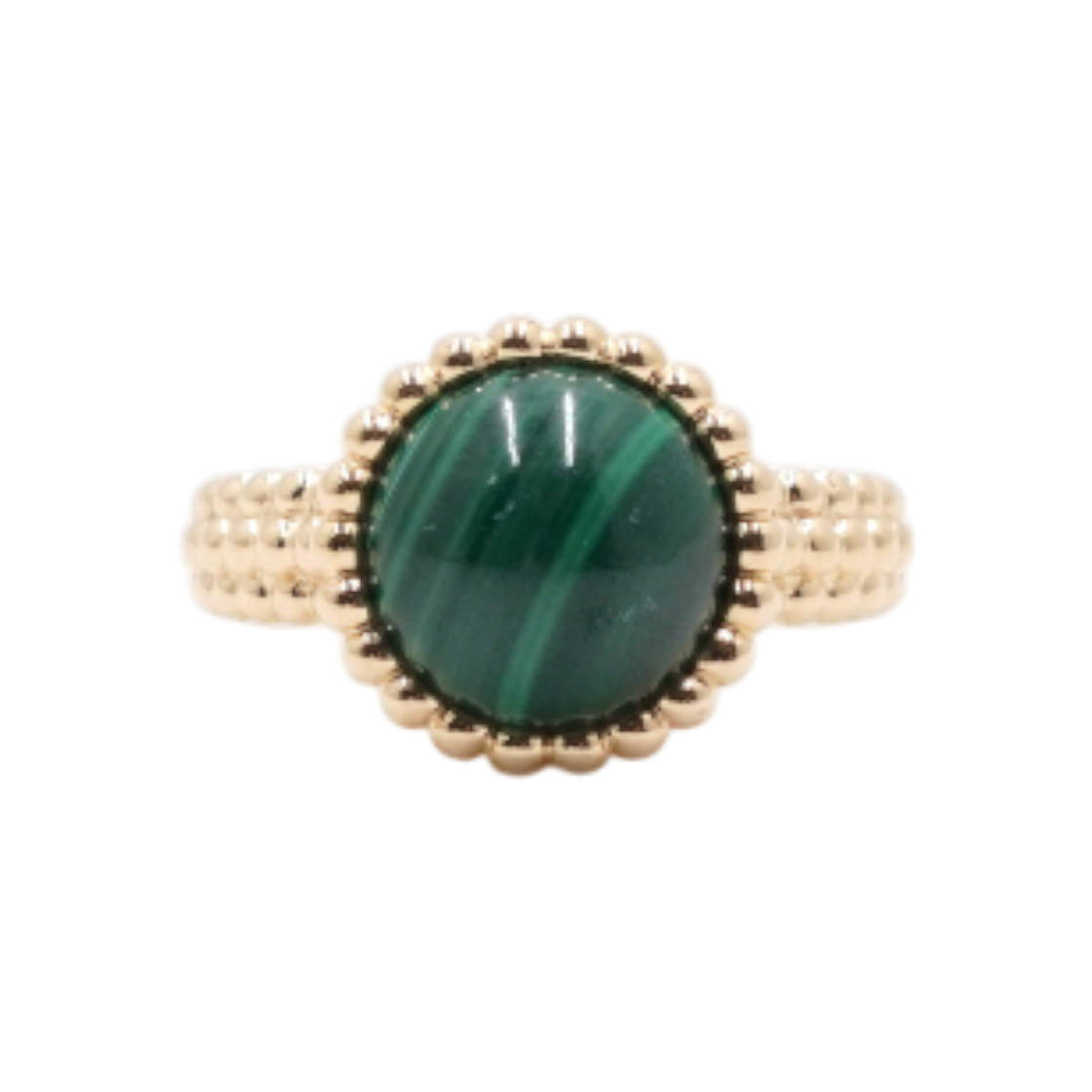 ITT26BCMWJ62 Van Cleef & Arpels 18K Yellow Gold Perlee Malachite Ring
