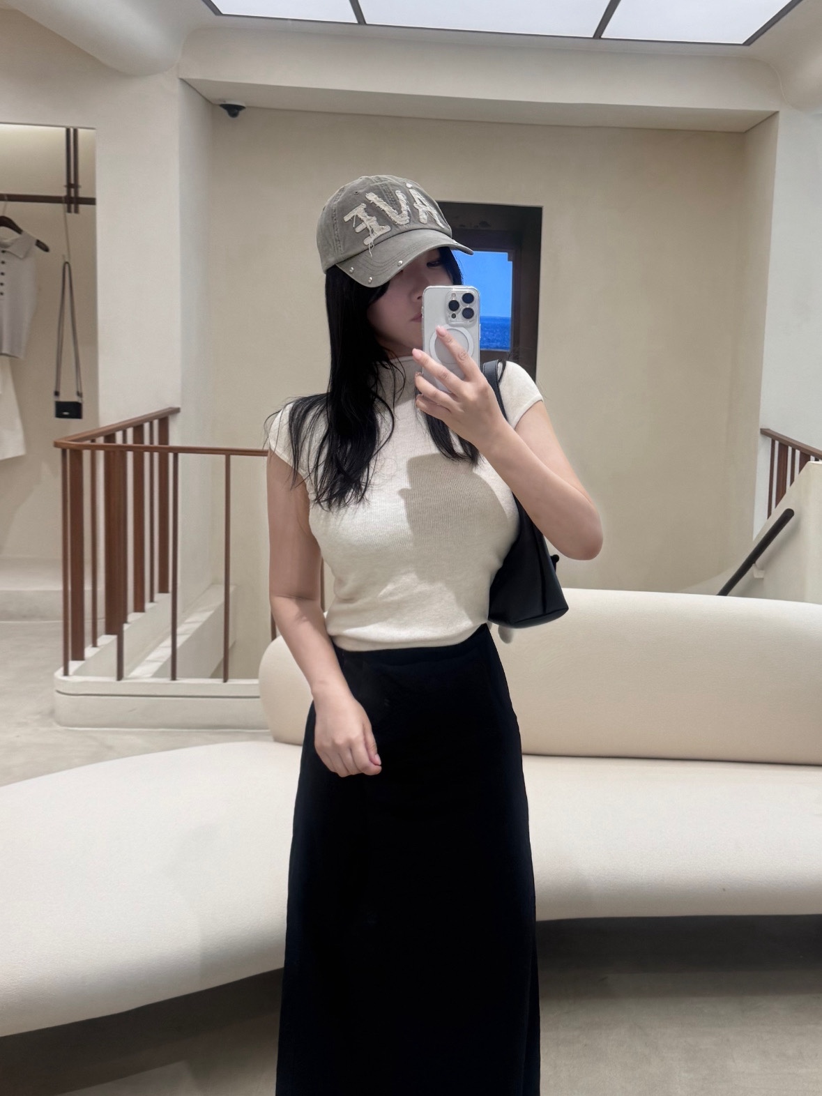Aviemuah Applique Vintage Rivet Cap Khaki 착용 스타일
