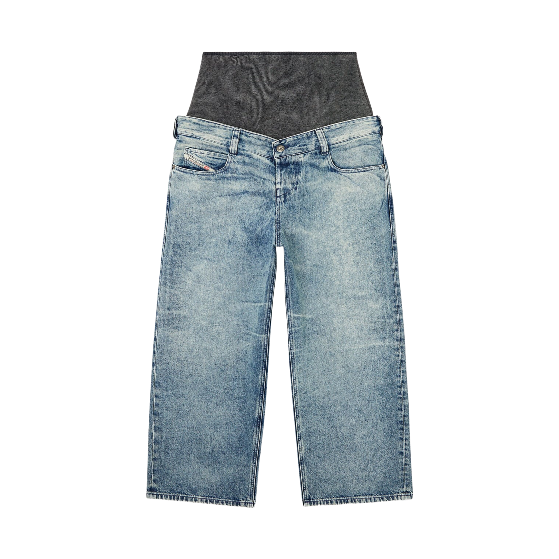 디젤 릴렉스드 진 하이 웨이스트 D-에니 미디움 블루(Diesel Relaxed Jeans High Waist D-Eni Medium Blue)