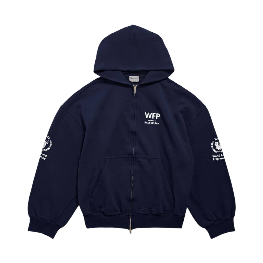 803264TTVX18065 Balenciaga Wfp Regular Zip-Up Hoodie Navy