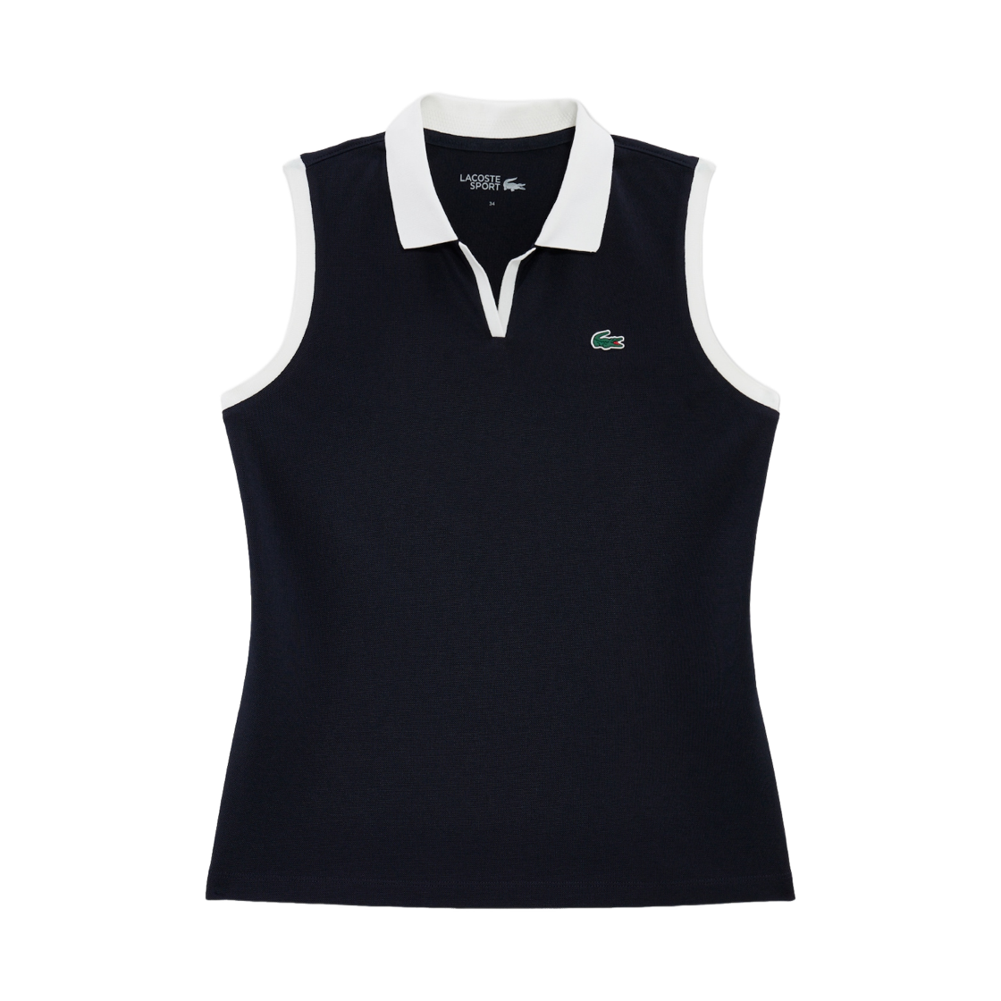 (W) 라코스테 테니스 슬리브리스 폴로 셔츠 다크 네이비((W) Lacoste Tennis Sleeveless Polo Shirt Dark Navy)
