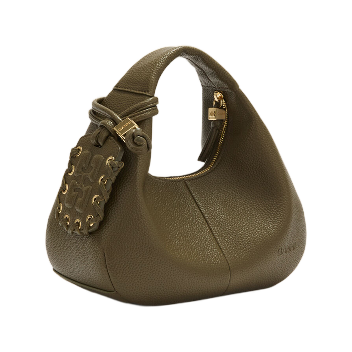 가니 미니 호보백 그린 밀리터리 올리브(Ganni Mini Hobo Bag in Green Military Olive) - 2