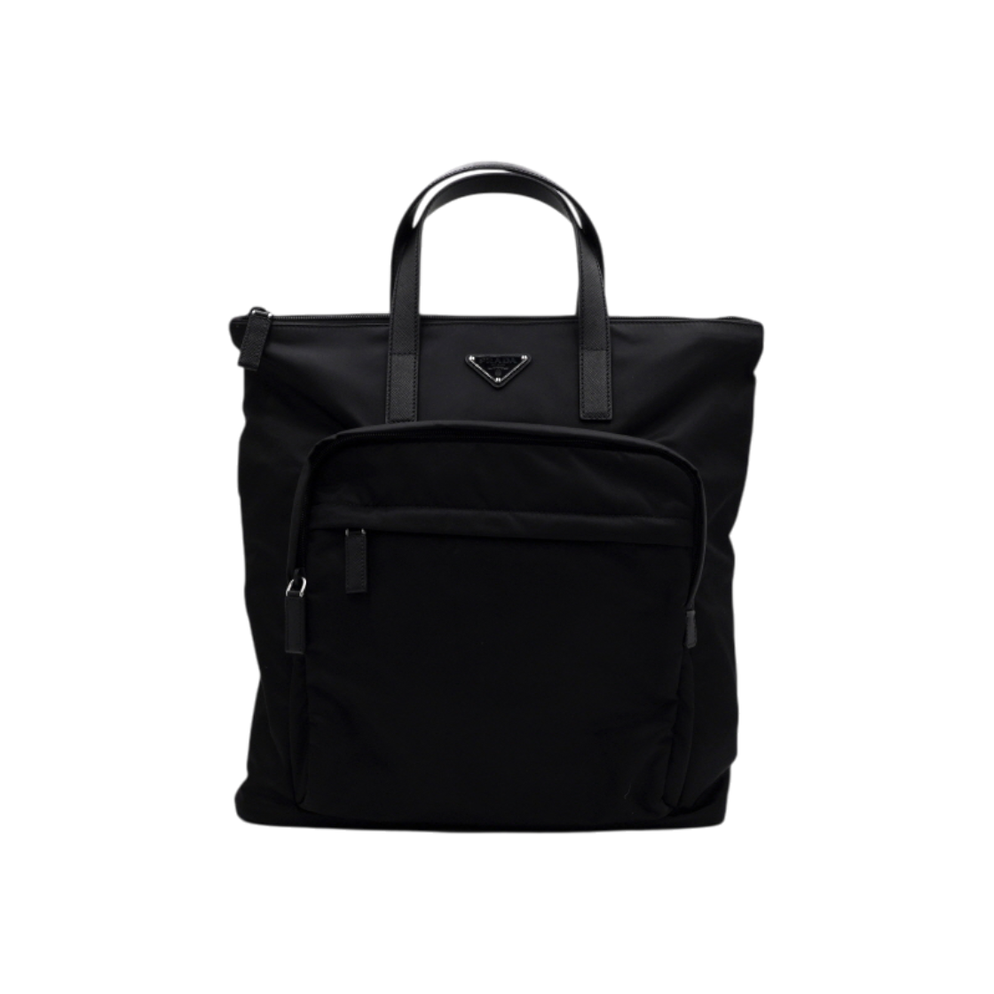 ITJPSH48OQ8S Prada 2VG098 Black Re-Nylon Triangle Logo Men Tote Backpack