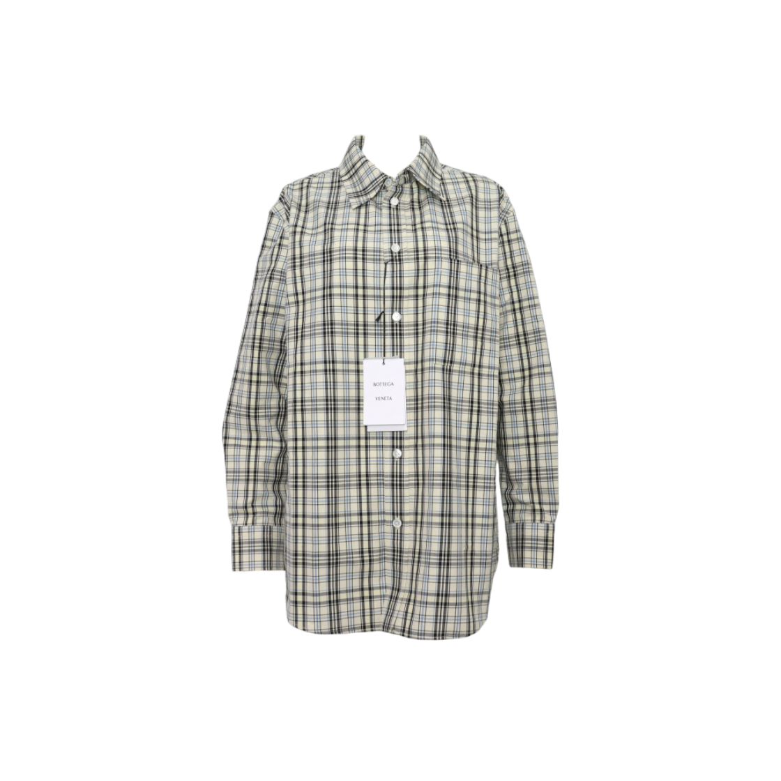 ITUHT6RRN9IS Bottega Veneta Hidden Logo Check Pattern Cotton Shirt