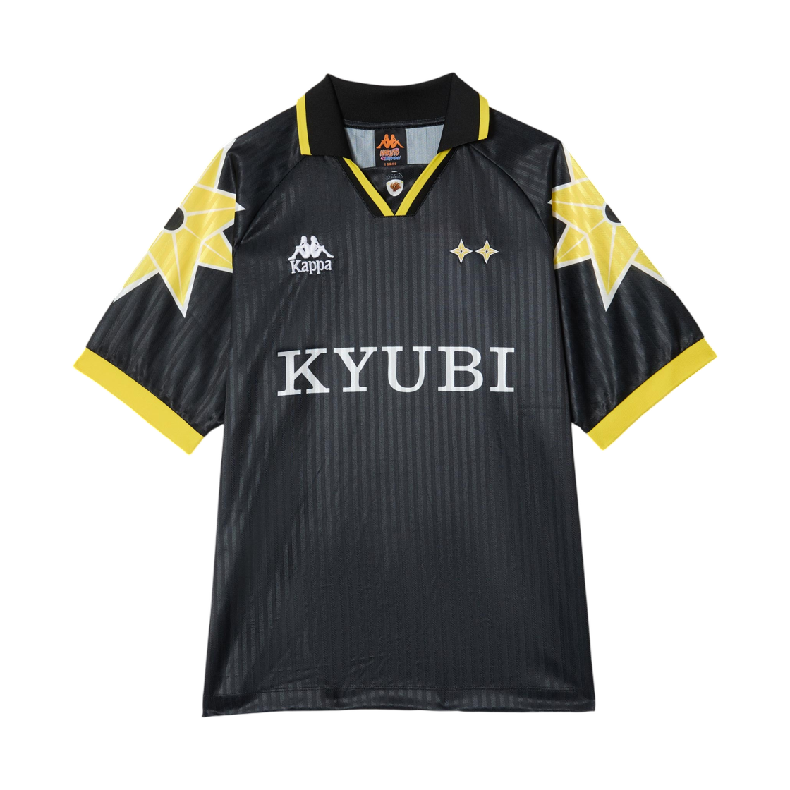 카파 x 나루토 질풍전 쿠라마 러닝 저지 블랙 옐로우 머스터드 화이트(Kappa x Naruto Shippuden Kyubi Running Jersey Black Yellow Mustard White)