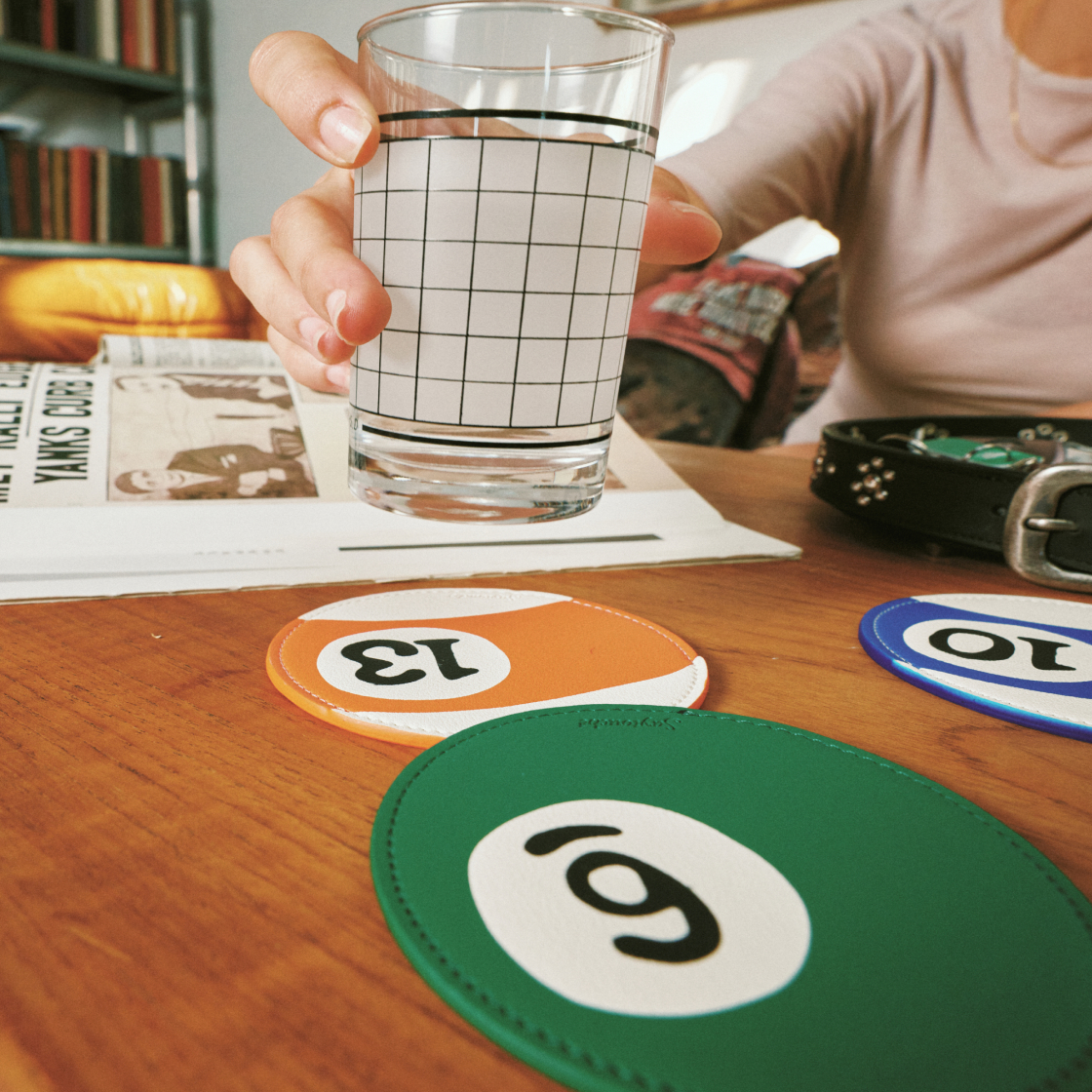 세이투셰 레더 빌리어드 코스터 5P 세트(Say Touche Leather Billiard Coaster Set of 5) - 3