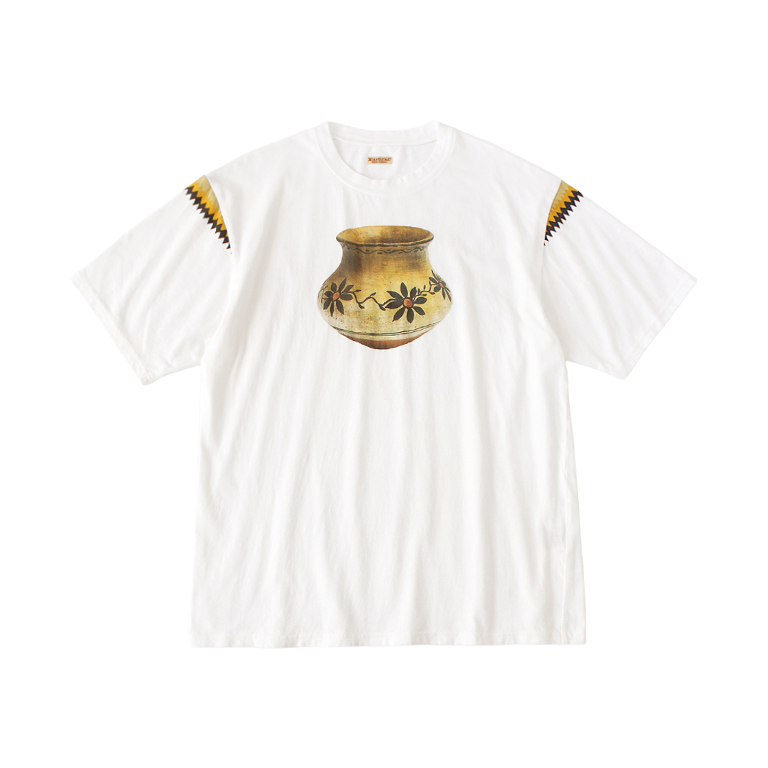K2603SC035 Kapital 20 Tenjiku Crew Paw Waw T-Shirt Flowerpot Print White