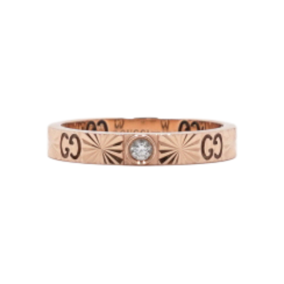 ITHMBNMILNU9 Gucci 727892 Cosmogony Collection 18K Rose Gold 1P Diamond 3mm Icon Heart Ring