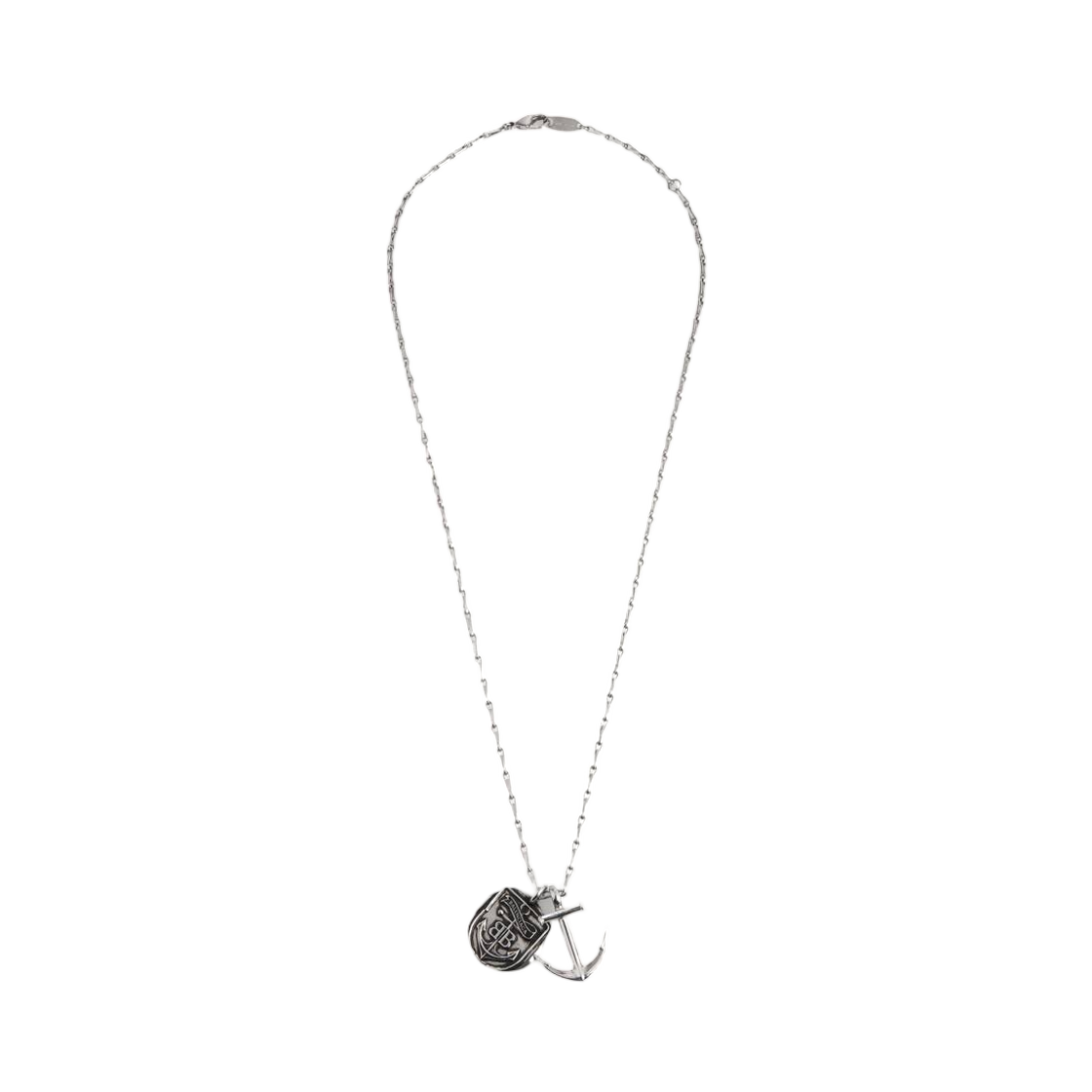 A0010XTZ46S1876 Balenciaga Anchor Crest Charms Necklace Antique Silver