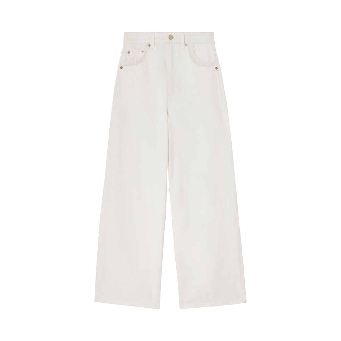 (W) 가니 라리 스트레이트 진 화이트 데님 브라이트 화이트((W) Ganni Lari Straight Jeans in White Denim Bright White)
