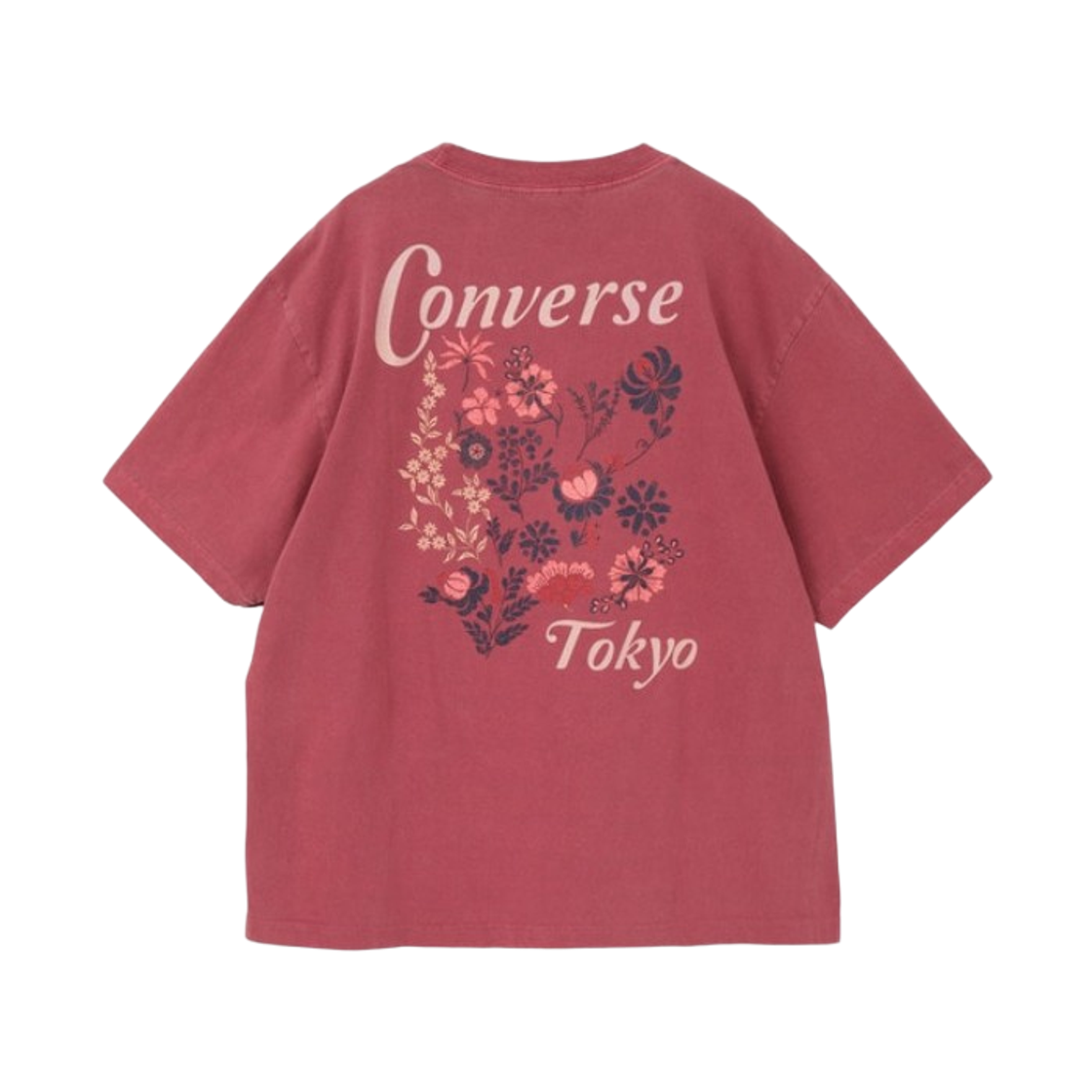 A2861UTS558 Converse Tokyo Back Flower Print T-Shirt Red