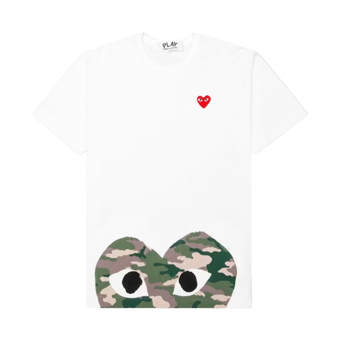 AX-T244-051-1 Play Comme des Garcons Camouflage Edge Heart T-Shirt White