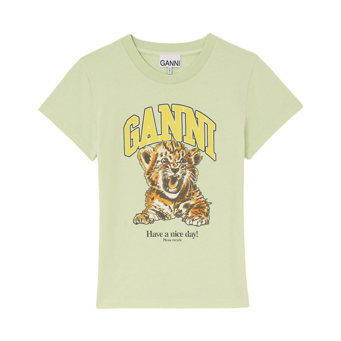 A1050249-ZZ7 (W) Ganni Baby Fit T-Shirt with Tiger Seedling