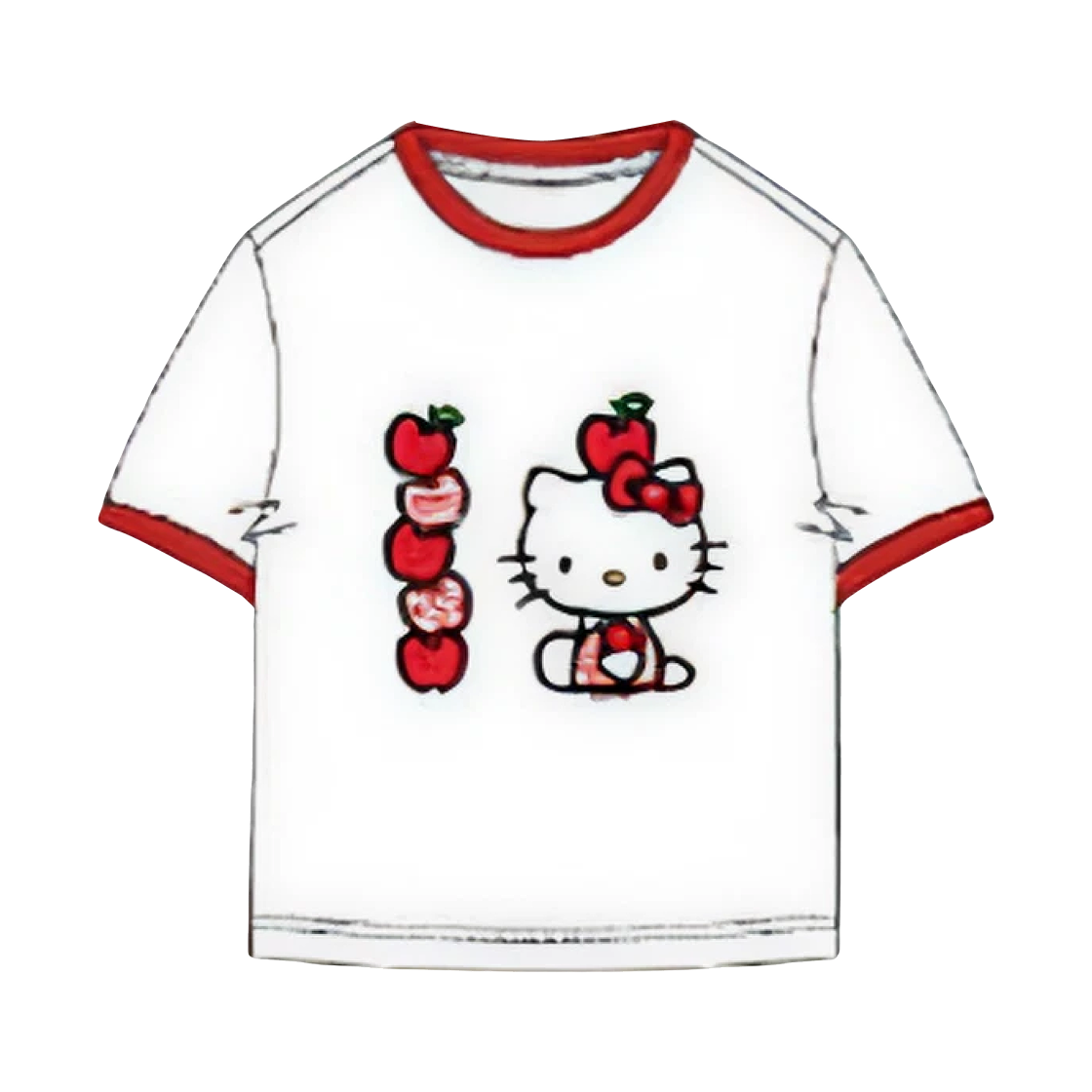 Stavi Hello Ringer 스파오 x 헬로 키티 링거 크롭 반팔 티셔츠 화이트 | Spao | KREAM