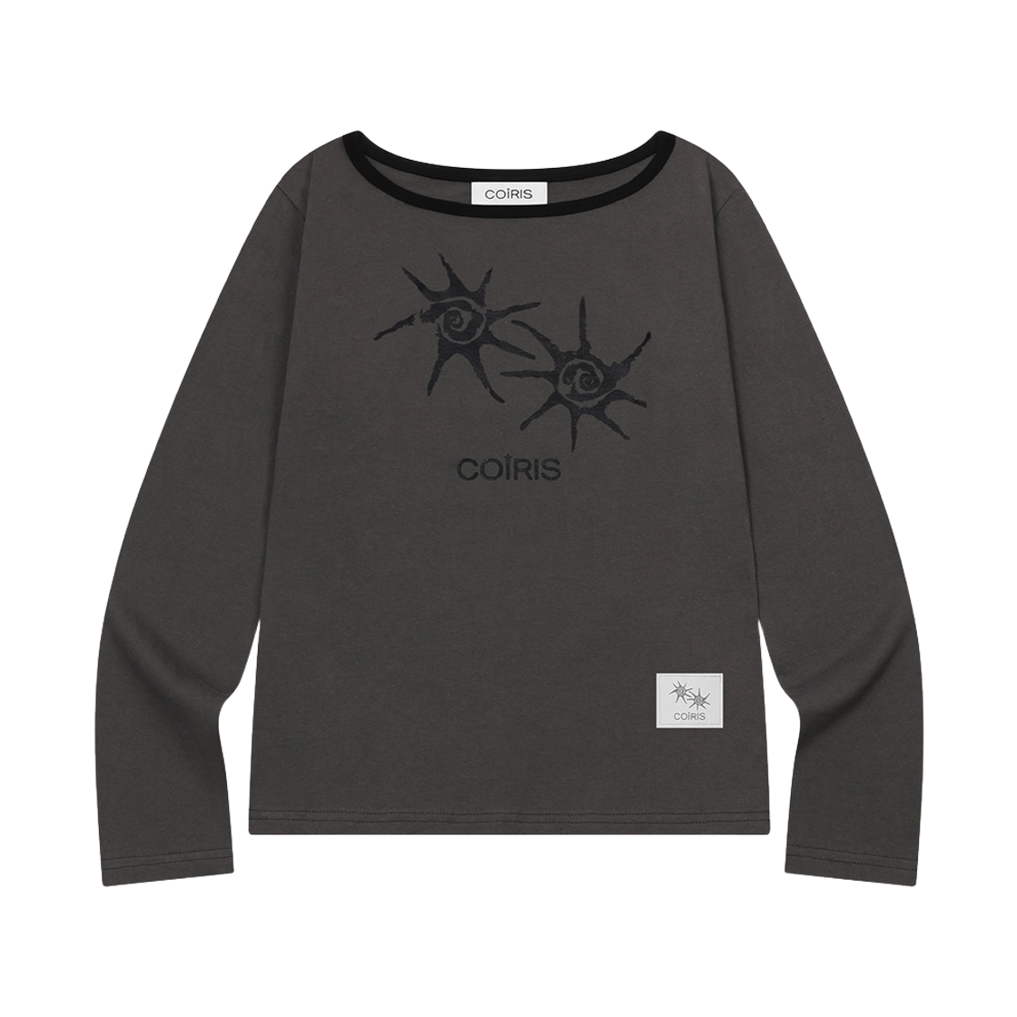 C-P00000DD Coiris Soluna One Shoulder Long Sleeve T Charcoal