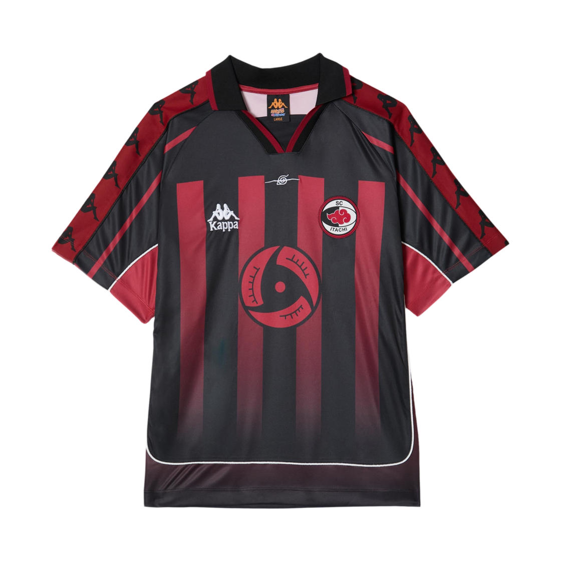 카파 x 나루토 질풍전 이타치 러닝 저지 블랙 레드 화이트(Kappa x Naruto Shippuden Itachi Running Jersey Black Red White)