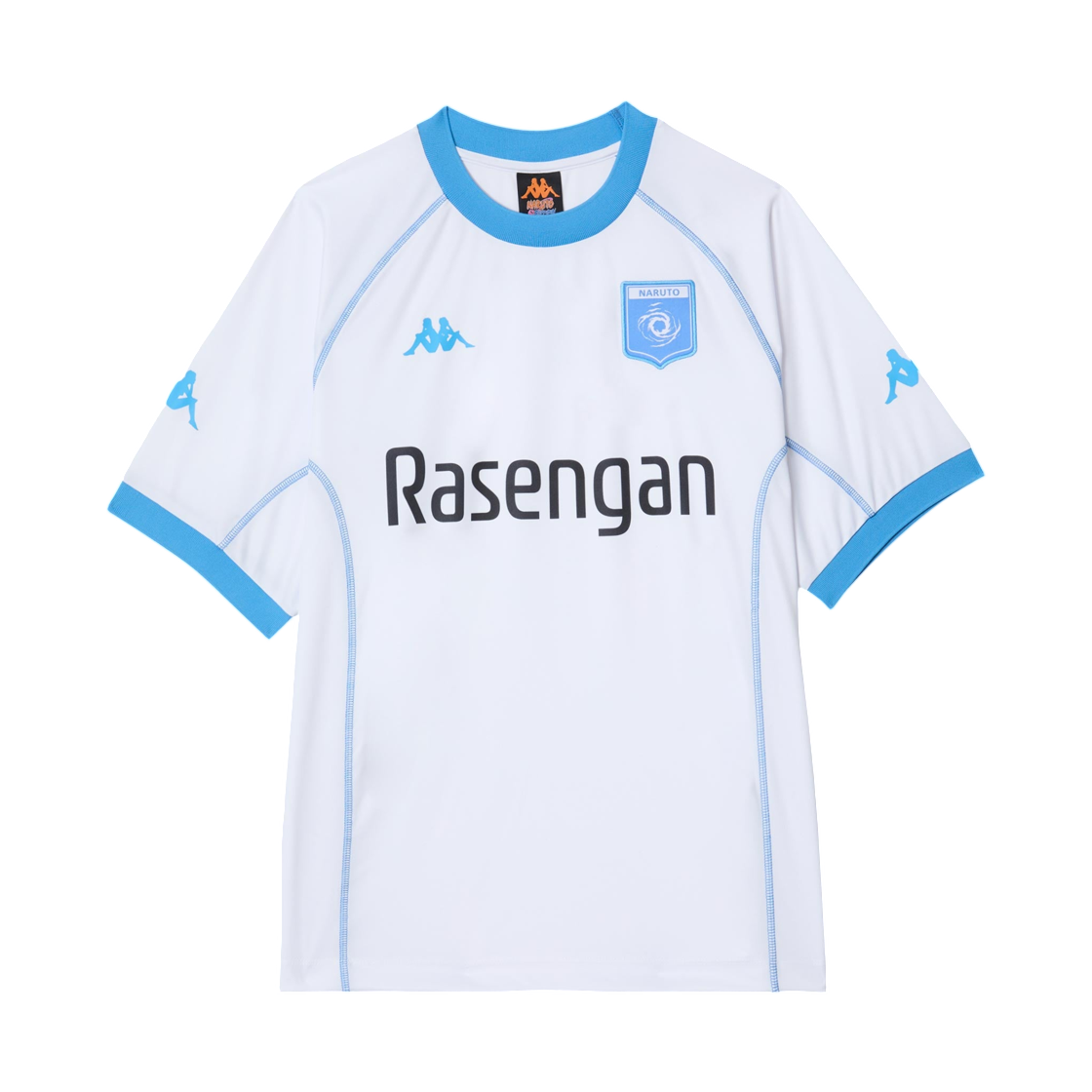 카파 x 나루토 질풍전 나선환 러닝 저지 화이트 블루 보니 블랙(Kappa x Naruto Shippuden Rasengan Running Jersey White Blue Bonnie Black)