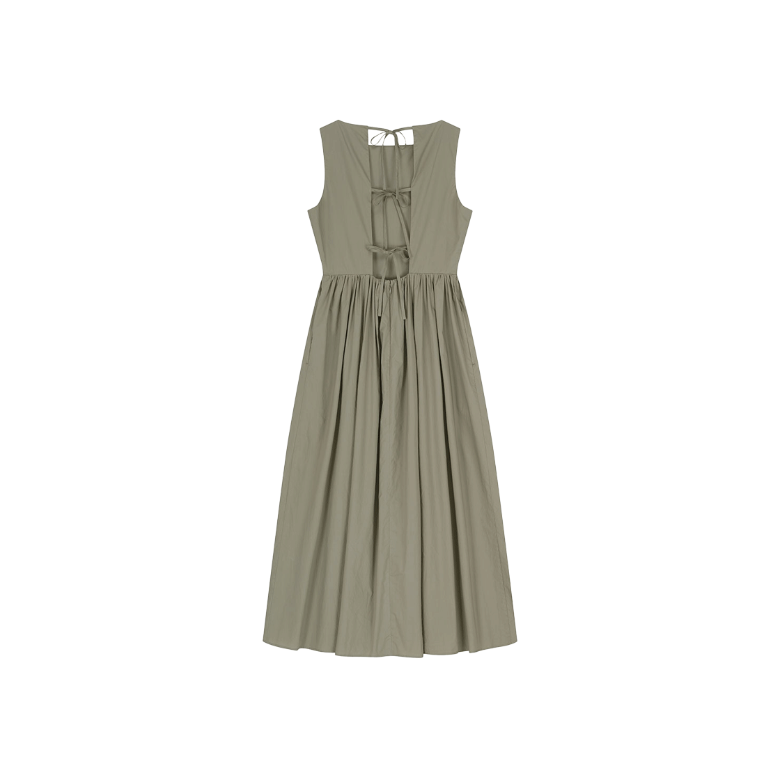 비자비 코튼 타이 백 드레스 올리브 드랩(VIS A VIS Cotton Tie Back Dress Olive Drab) - 2
