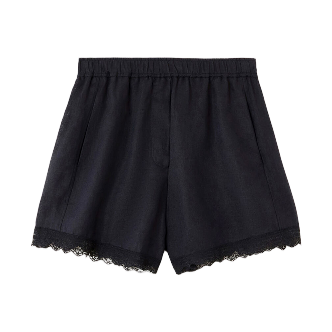 (W) 가니 쇼츠 블랙 리넨 블랙((W) Ganni Shorts in Black Linen Black) - 1