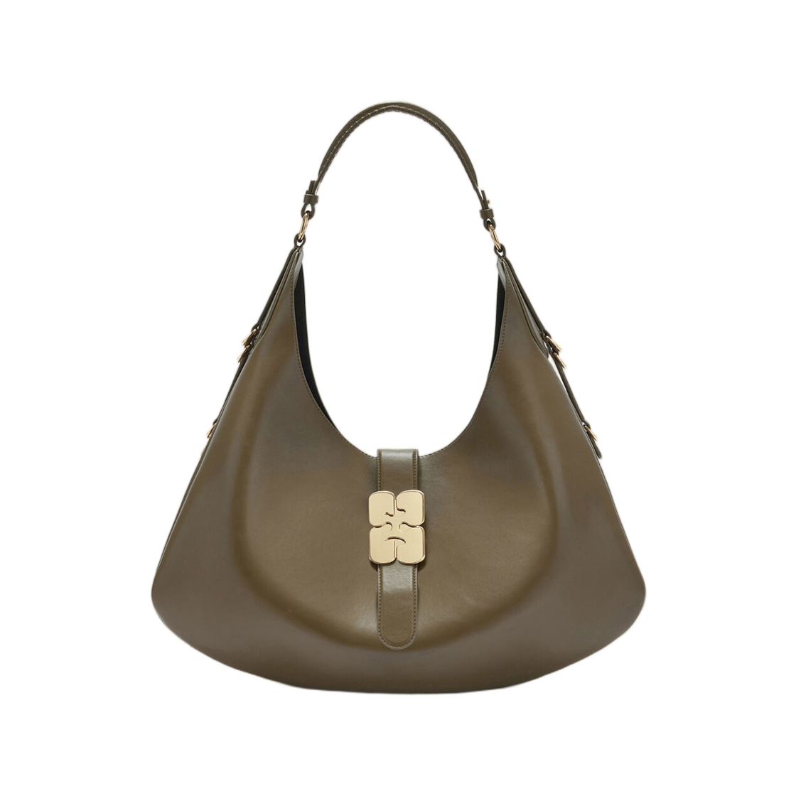 C1040020-838 Ganni Large Kat Bag in Green Military Olive