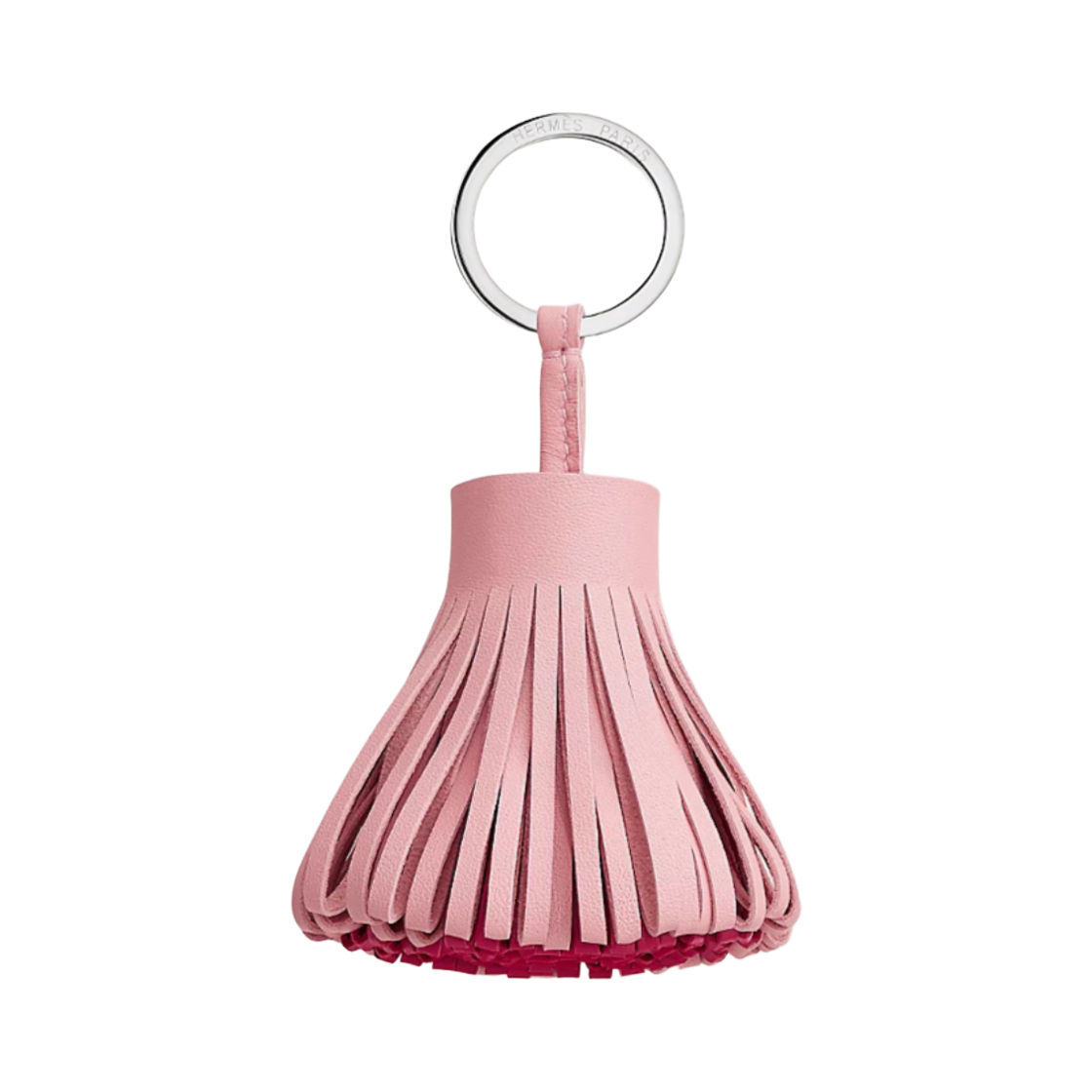 H079018CJAM Hermes Carmen Keyring Milo Lambskin & Stainless Steel Rose Sakura Rose Shocking Framboise