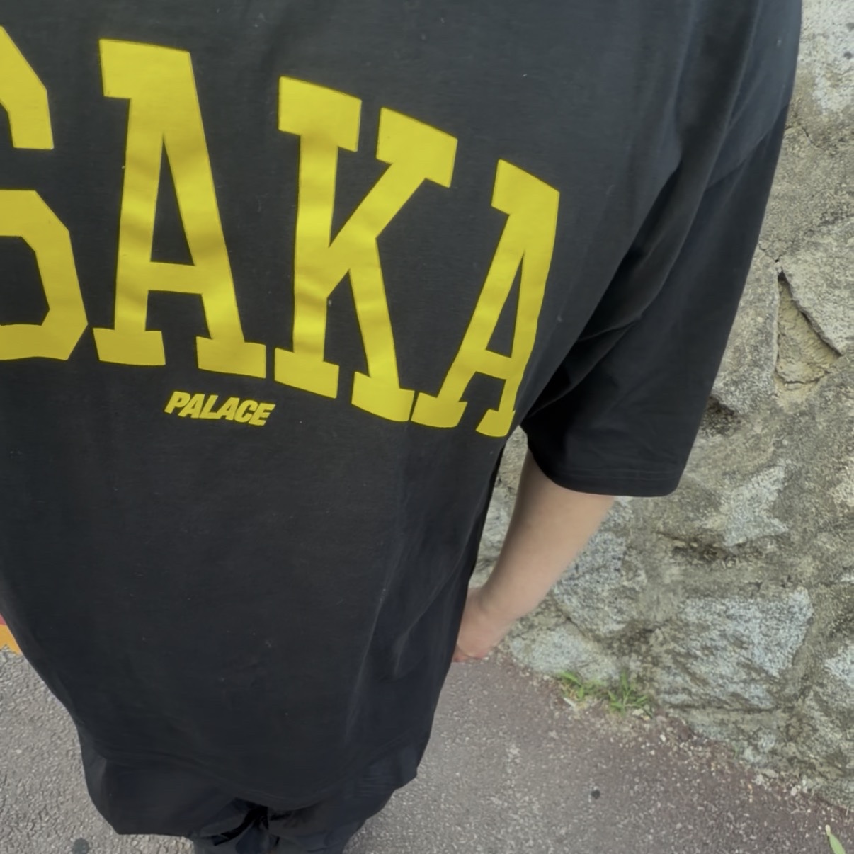 Palace x Champion Shop T-Shirt Osaka Black - 25SS 착용 스타일