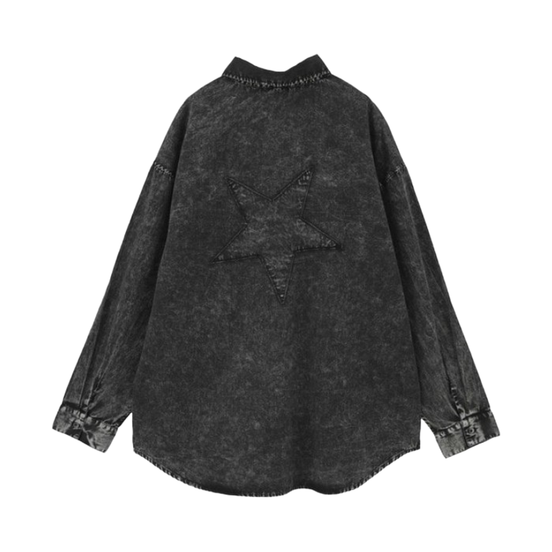컨버스 도쿄 애시드 워시 스타 패치 셔츠 블랙(Converse Tokyo Acid Wash Star Patch Shirt Black) - 2
