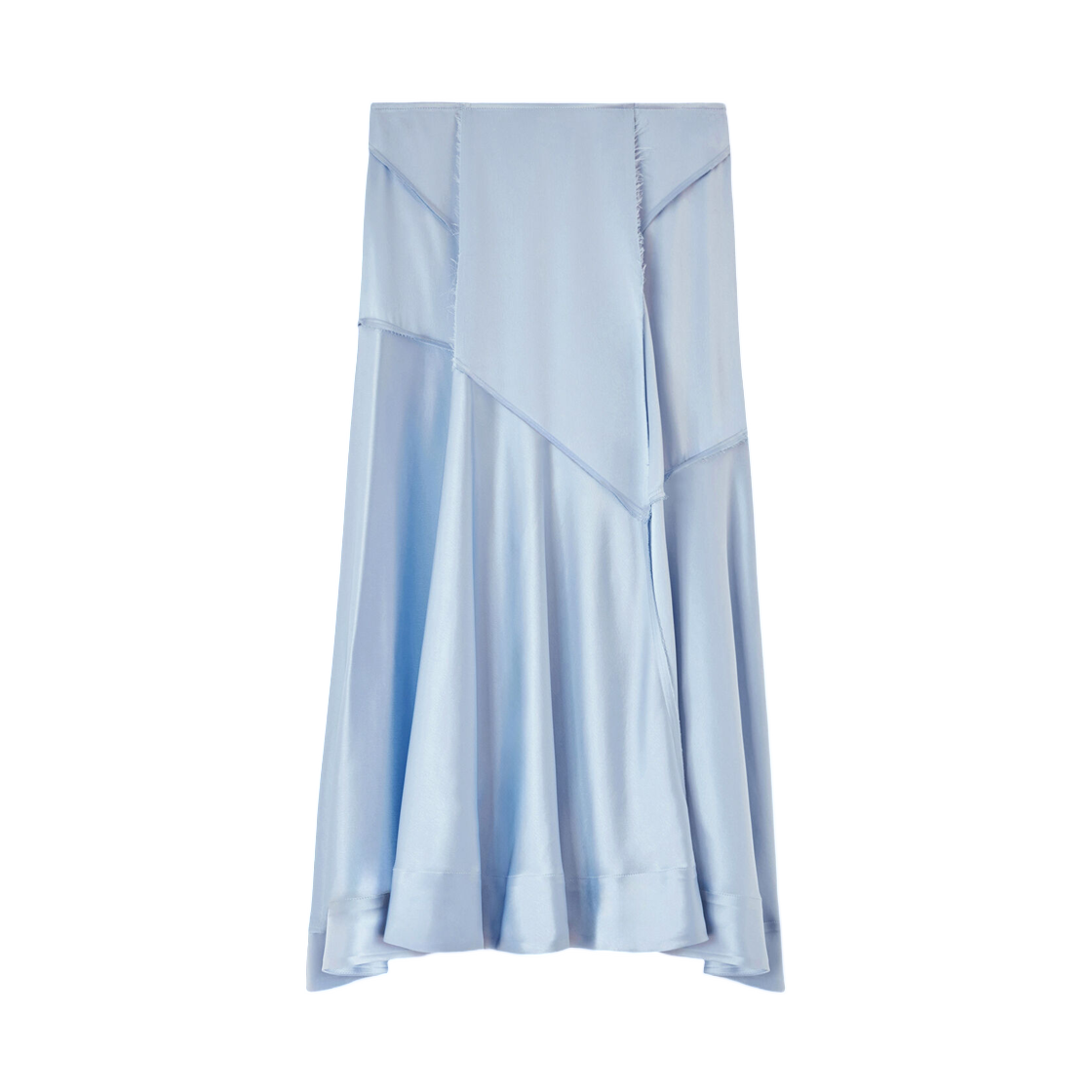 (W) 가니 롱 스커트 블루 사틴 소프트 샴브레이((W) Ganni Long Skirt in Blue Satin Soft Chambray)