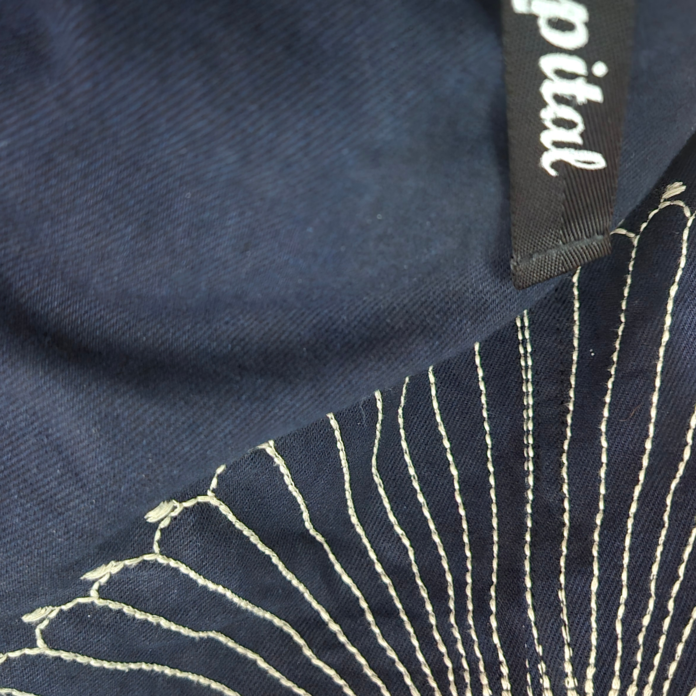 Kapital 10 oz. IDG x IDG Denim Easy Shorts Furoshiki Embroidery Indigo 착용 스타일 - 3