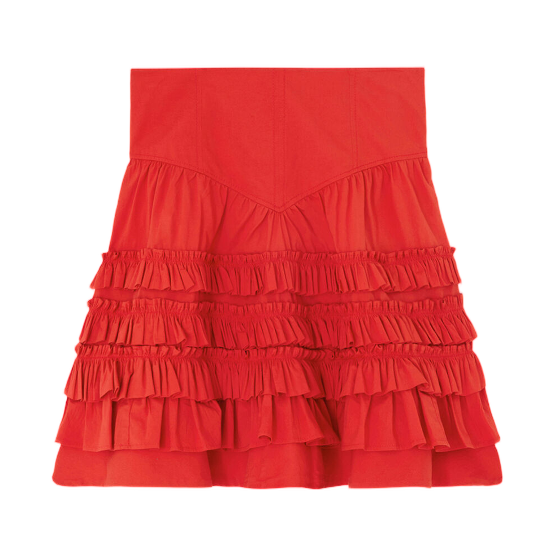 (W) 가니 스커트 레드 코튼 고지 베리((W) Ganni Skirt in Red Cotton Goji Berry)