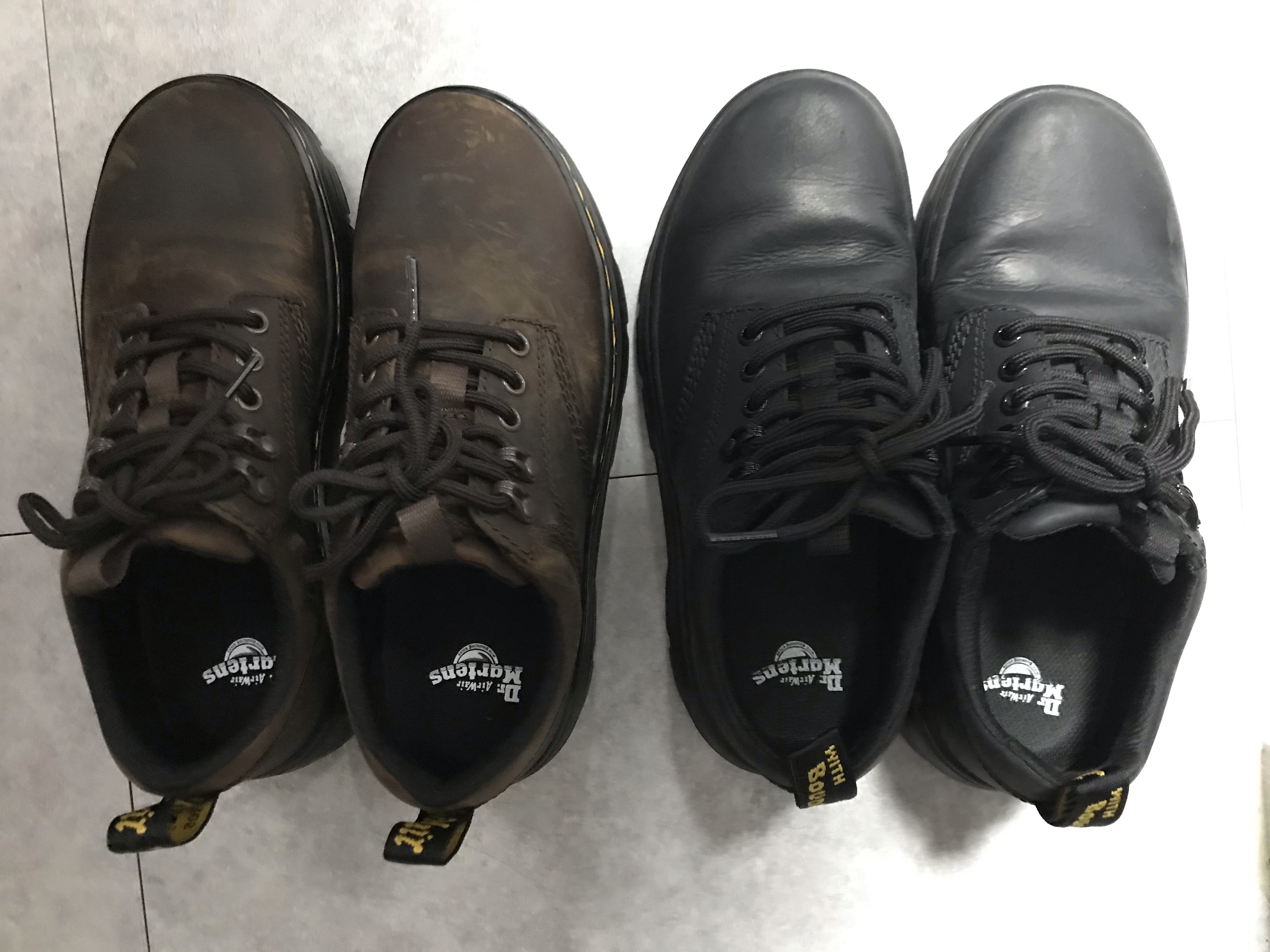 Dr. Martens Reeder Wyoming Leather Utility Shoes Black, Dr. Martens Reeder Crazy Horse Leather Utility Shoes Dark Brown 착용 스타일