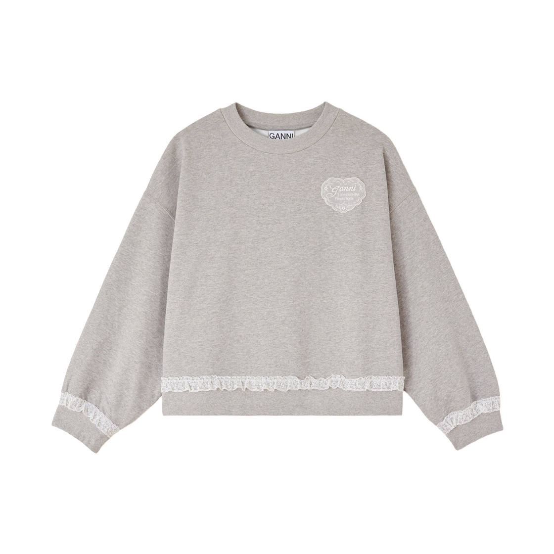A1060070-920 (W) Ganni Sweatshirt in Grey Isoli Paloma