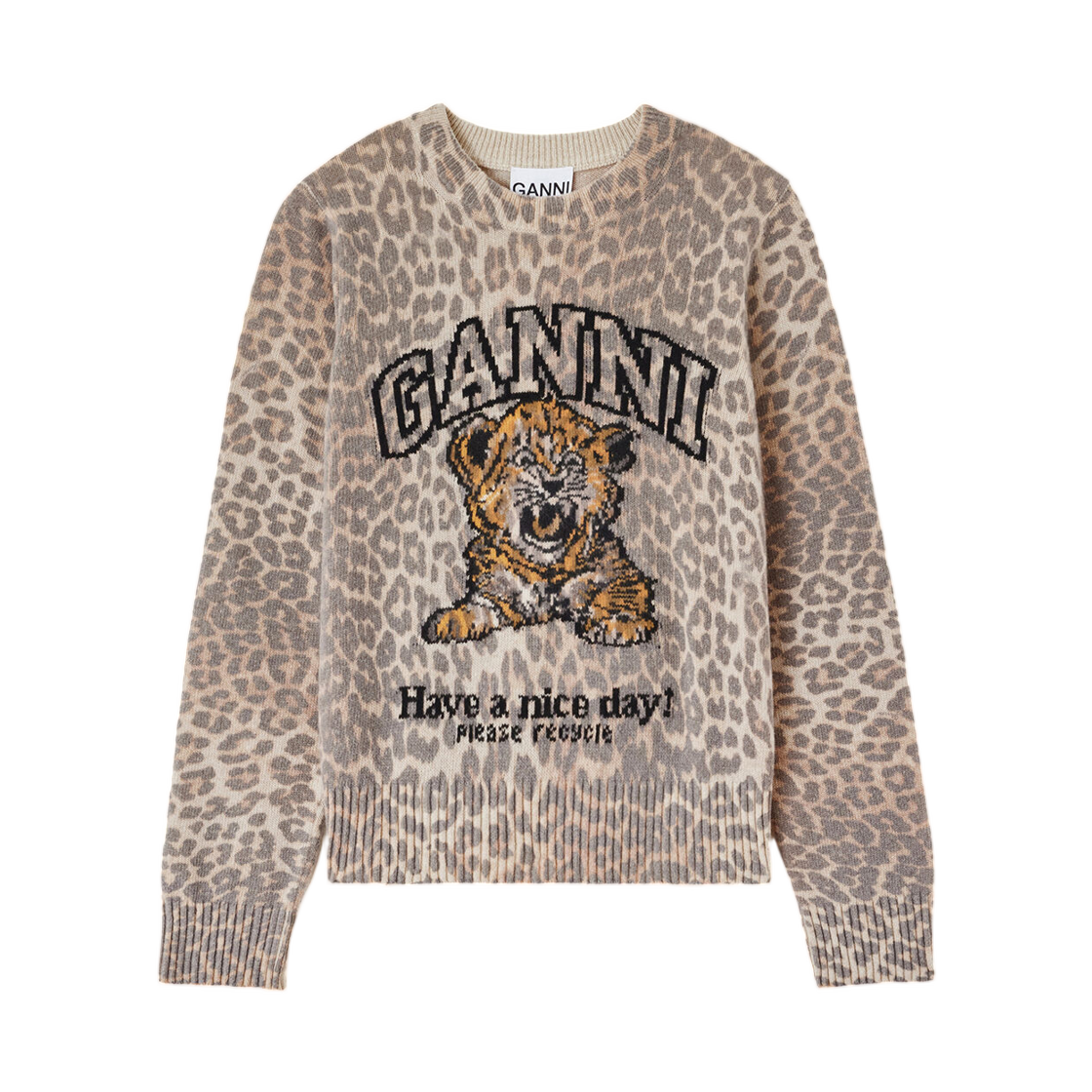 A1150012-859 (W) Ganni Jumper with Tiger Almond Milk