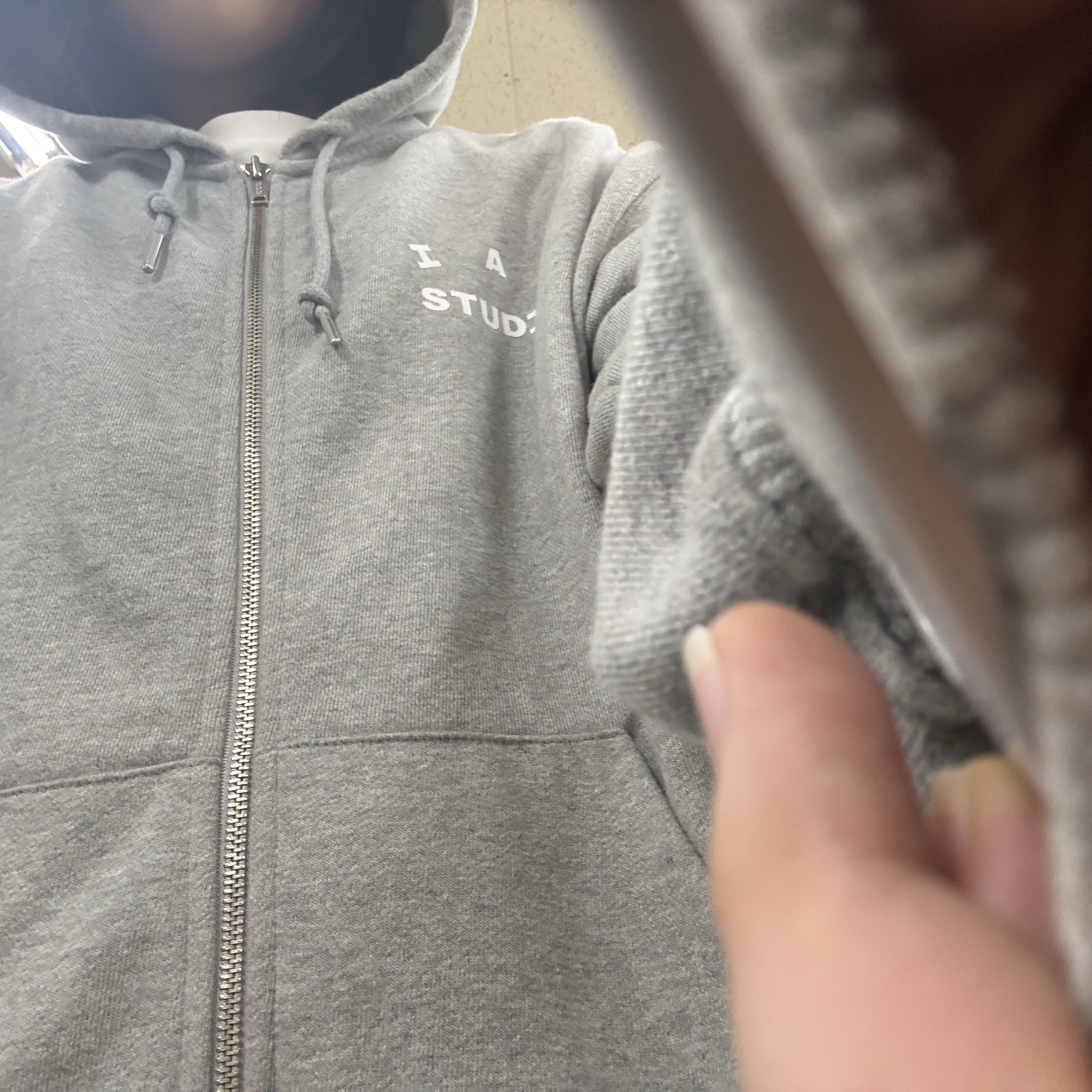 IAB Studio Zip-Up Hoodie Melange Gray - 26SS 착용 스타일 - 2